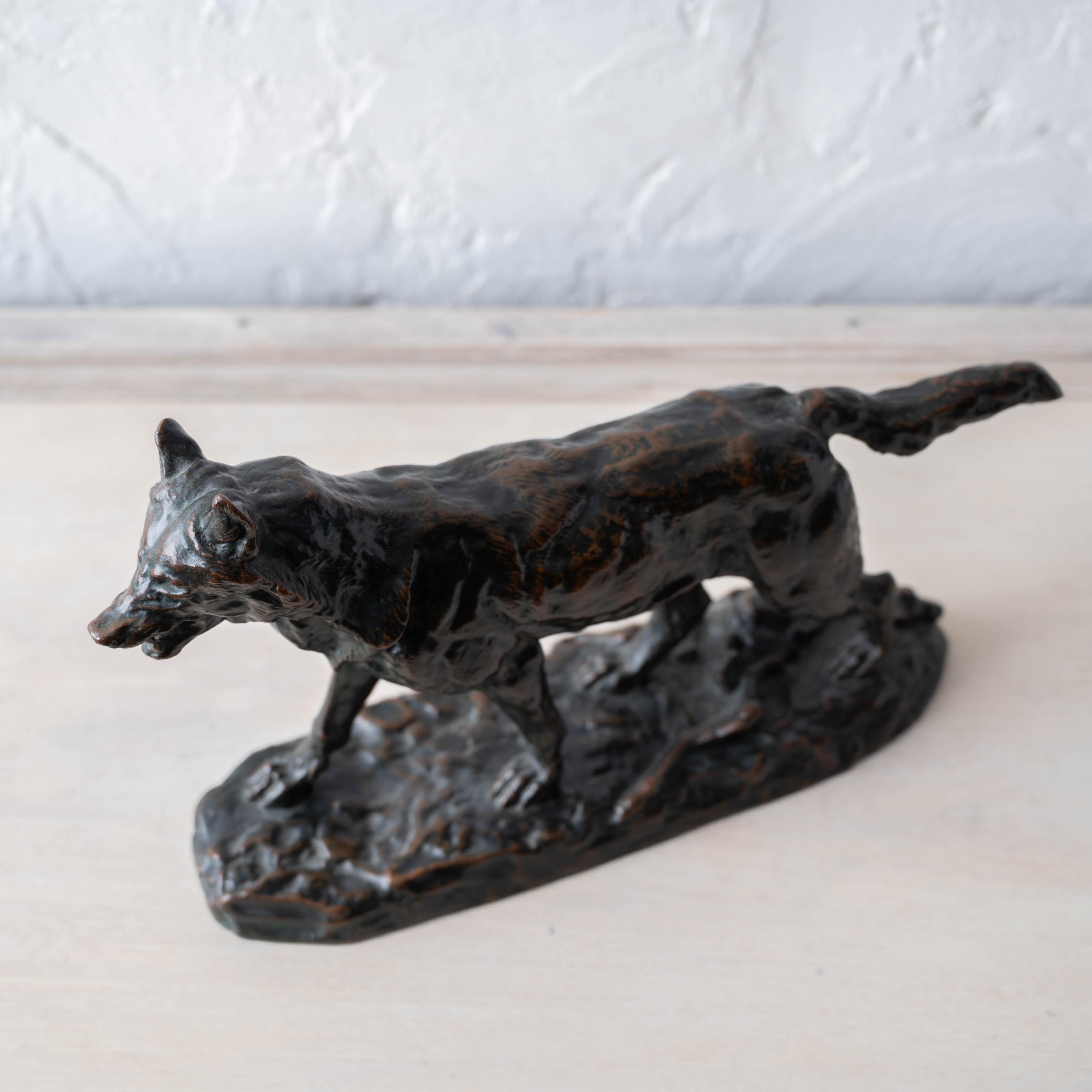 Antoine-Louis Barye - A Striding Wolf Bronze, 19th Century in vendita 7