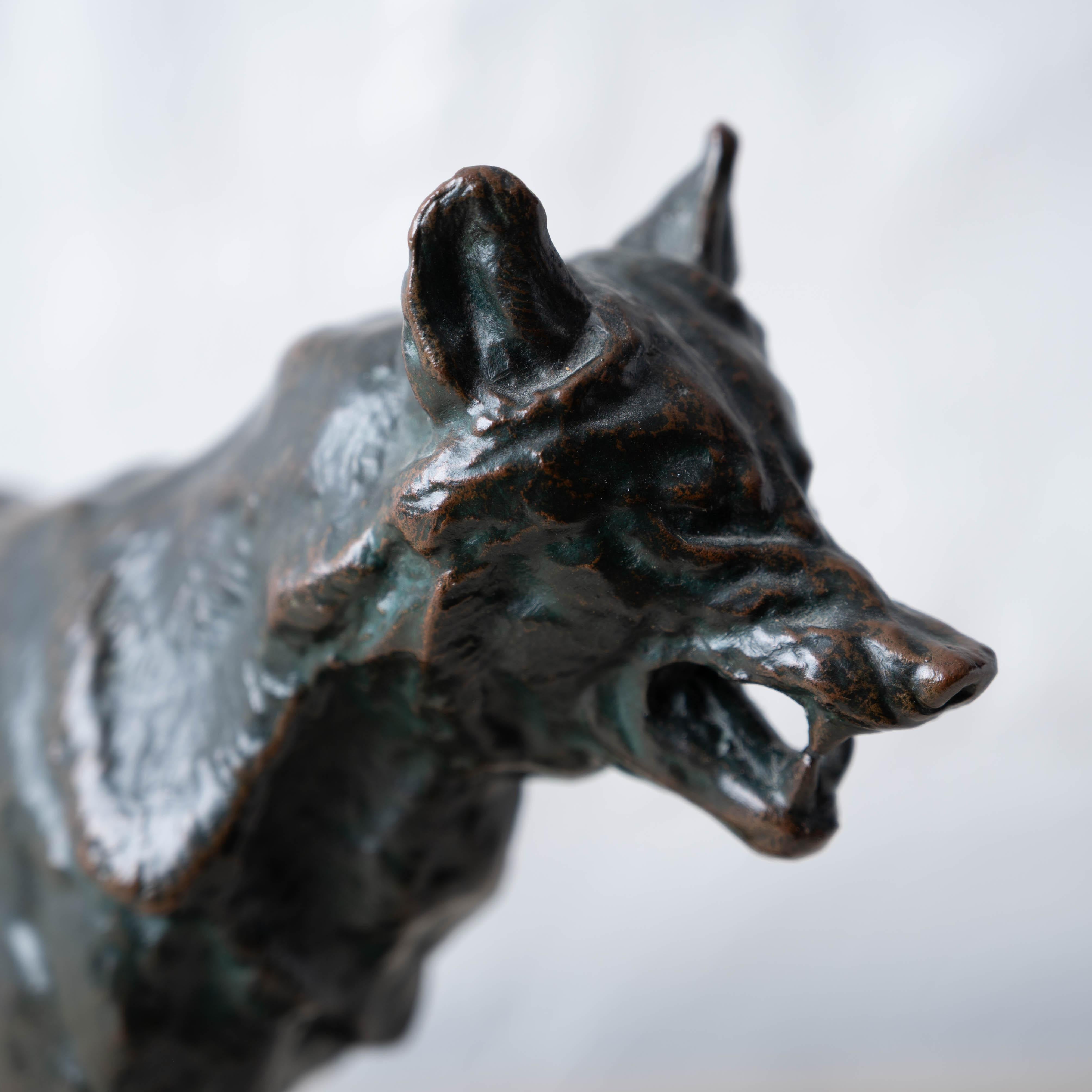 Antoine-Louis Barye - A Striding Wolf Bronze, 19th Century In condizioni buone in vendita a Savannah, GA