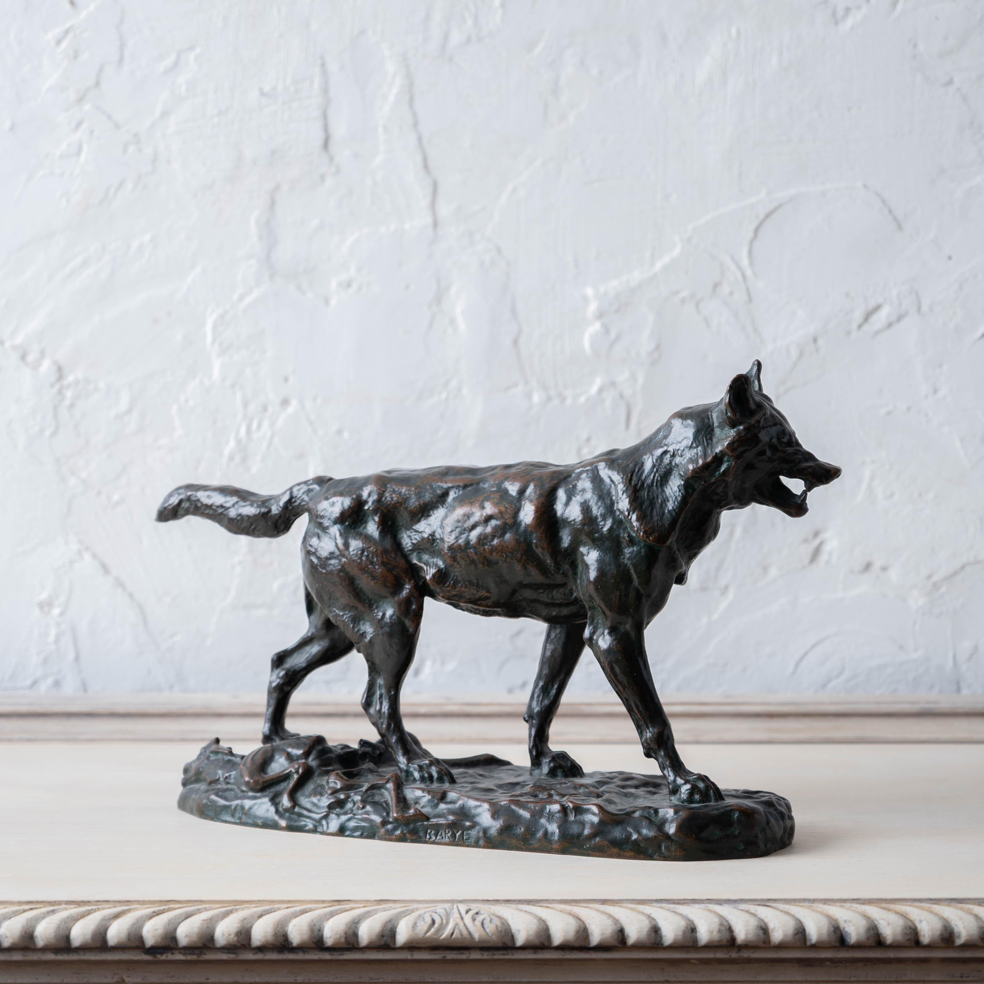 Antoine-Louis Barye - A Striding Wolf Bronze, 19th Century in vendita 1