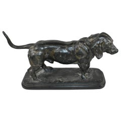 Antoine-Louis Barye Bronze Basset Hound Sculpture