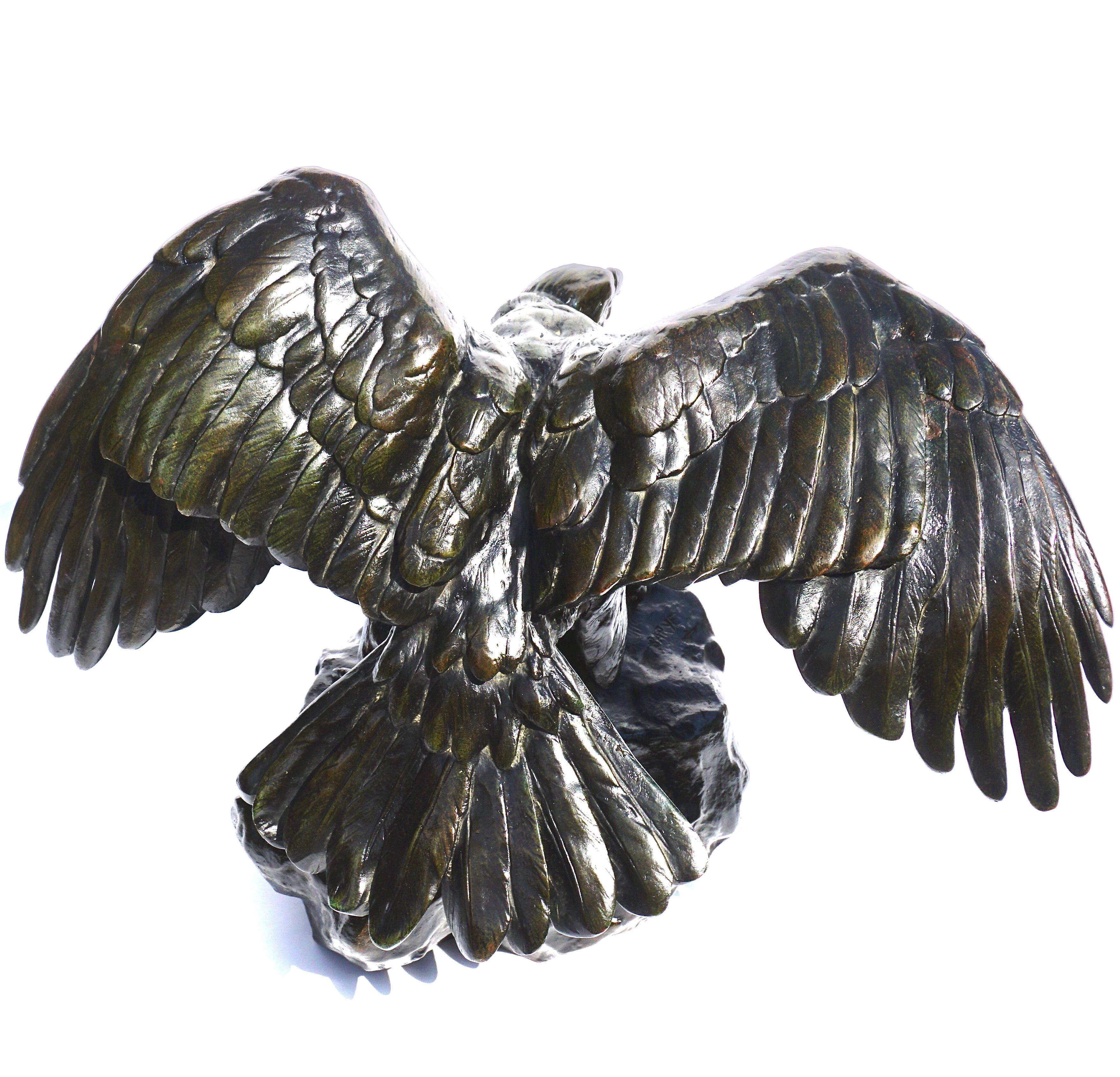 Antoine-Louis Barye (French, 1795-1875)Aigle - Ails Étendues, Bec Ouvert (An Eagle with Wings Extended and Open Beak)

A powerfully detailed sculpture of an eagle in heavy bronze executed during the last quarter of the nineteenth century with