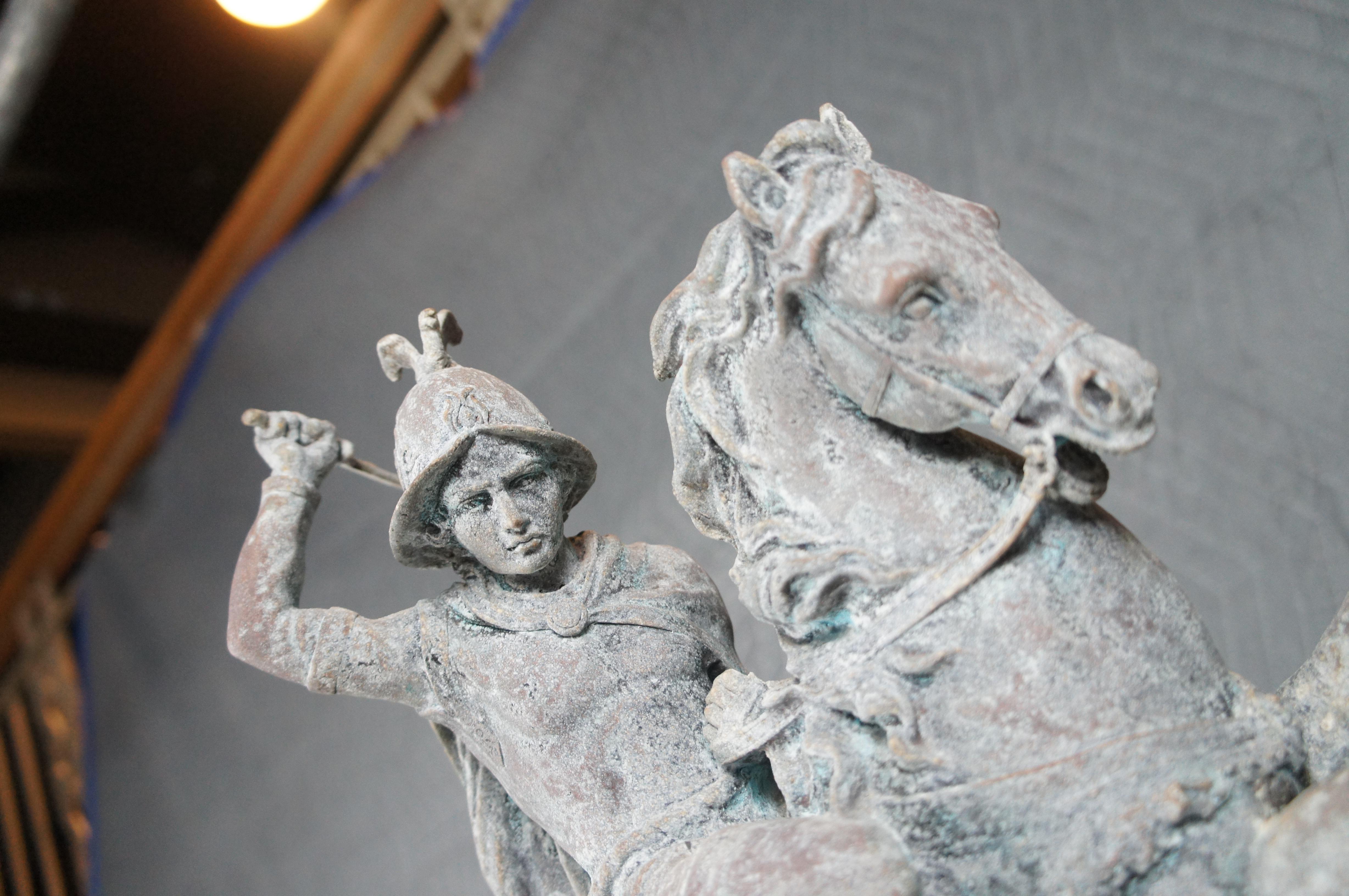 Antoine-Louis Barye Bronze Saint George Dragon Slayer Sculpture Statue Verdigris For Sale 5