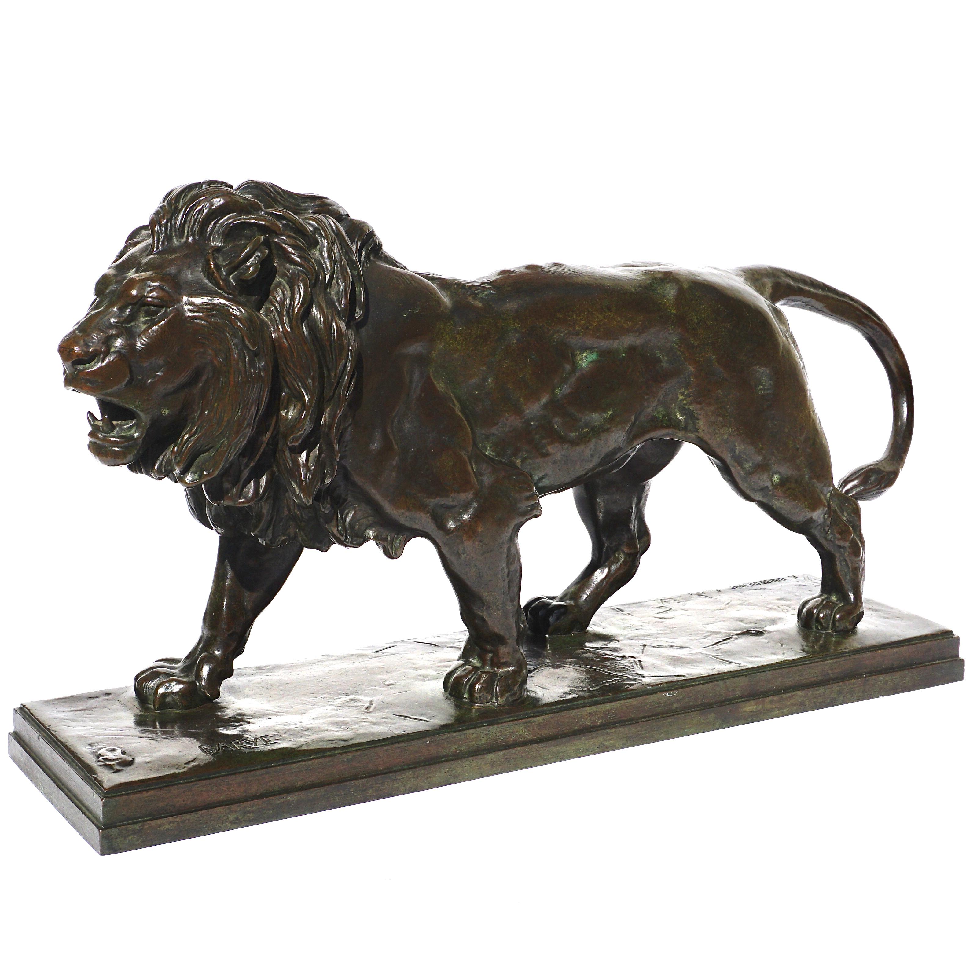 Beaux Arts Antoine Louis Barye Bronze Striding Lion