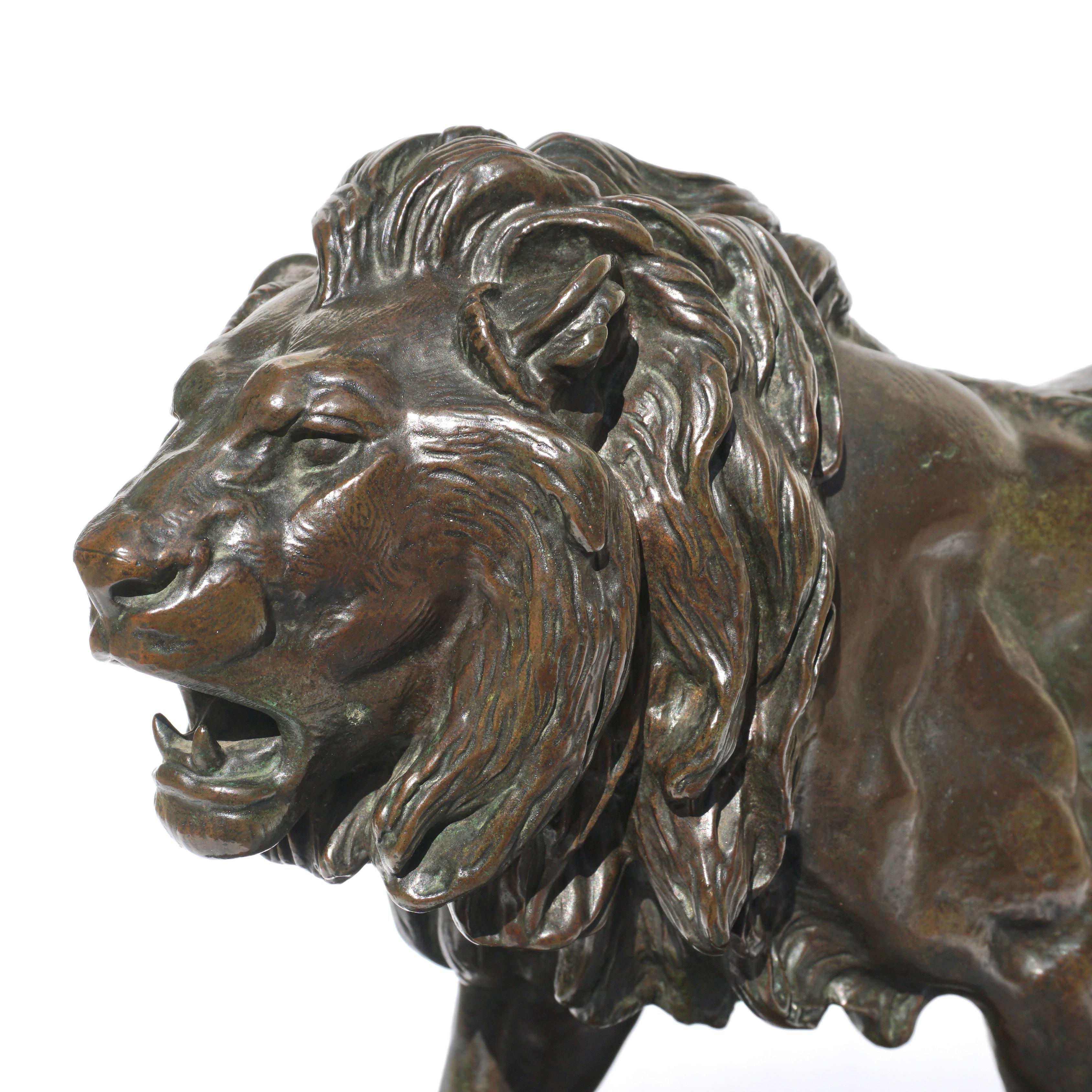 French Antoine Louis Barye Bronze Striding Lion