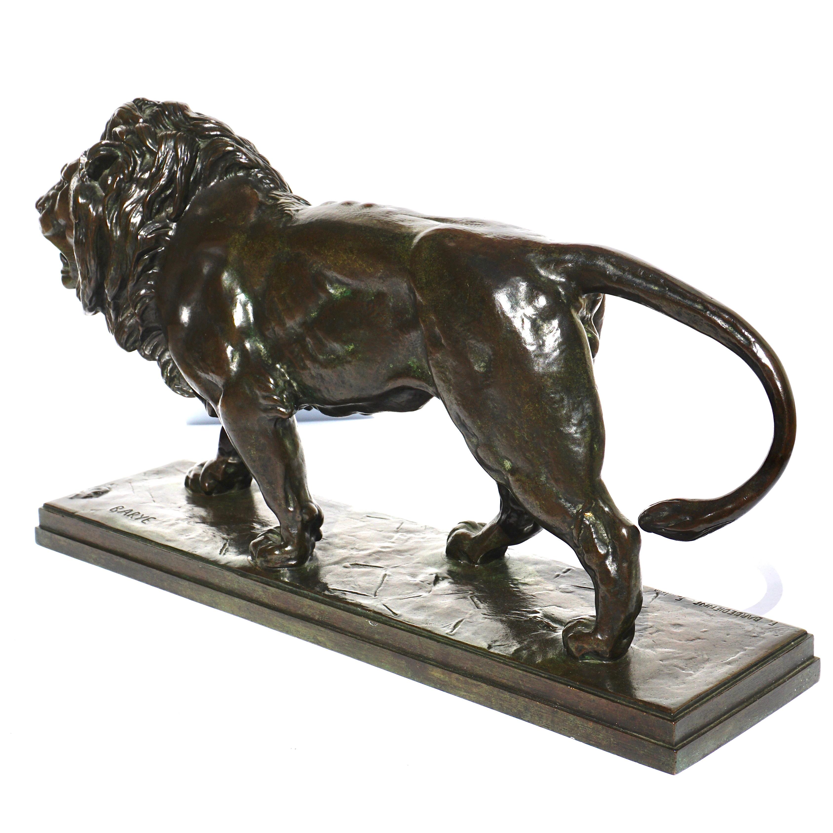 Antoine Louis Barye Bronze Striding Lion In Excellent Condition In Dallas, TX