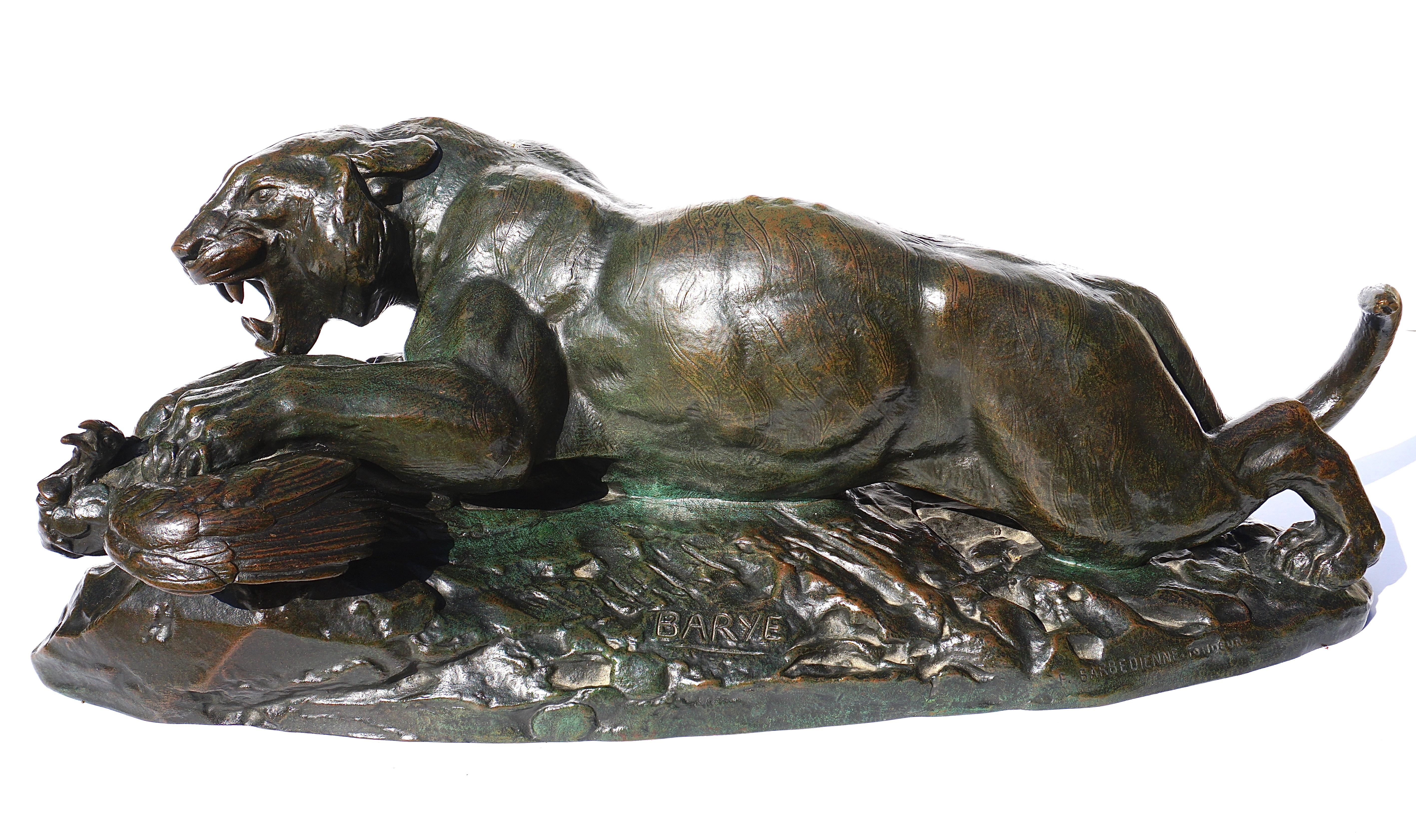 Antoine Louis Barye Bronze “Tiger Seizing A Peacock” 2