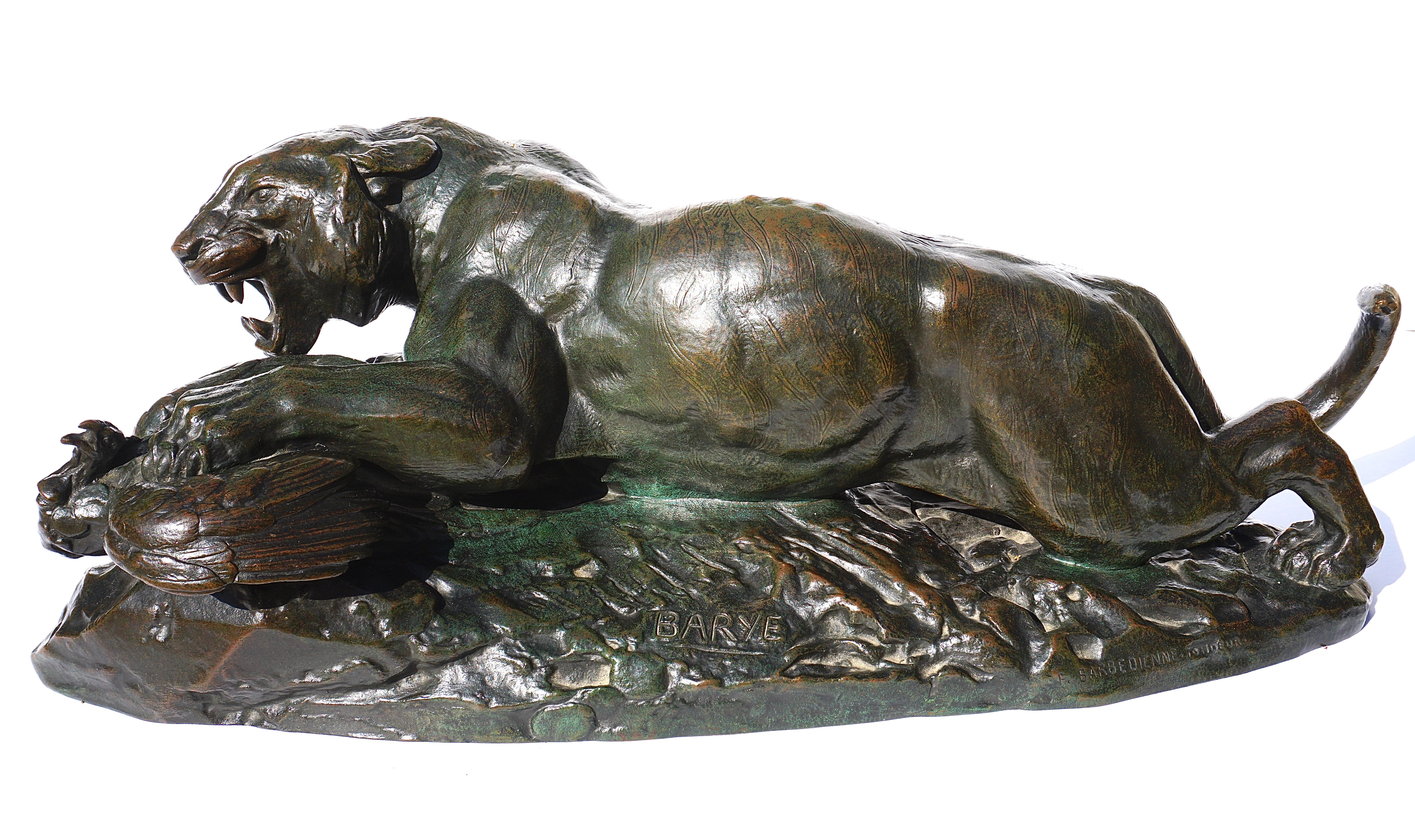 Antoine Louis Barye Bronze “Tiger Seizing A Peacock”  2