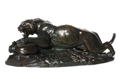 Antoine Louis Barye Bronze “Tiger Seizing A Peacock”