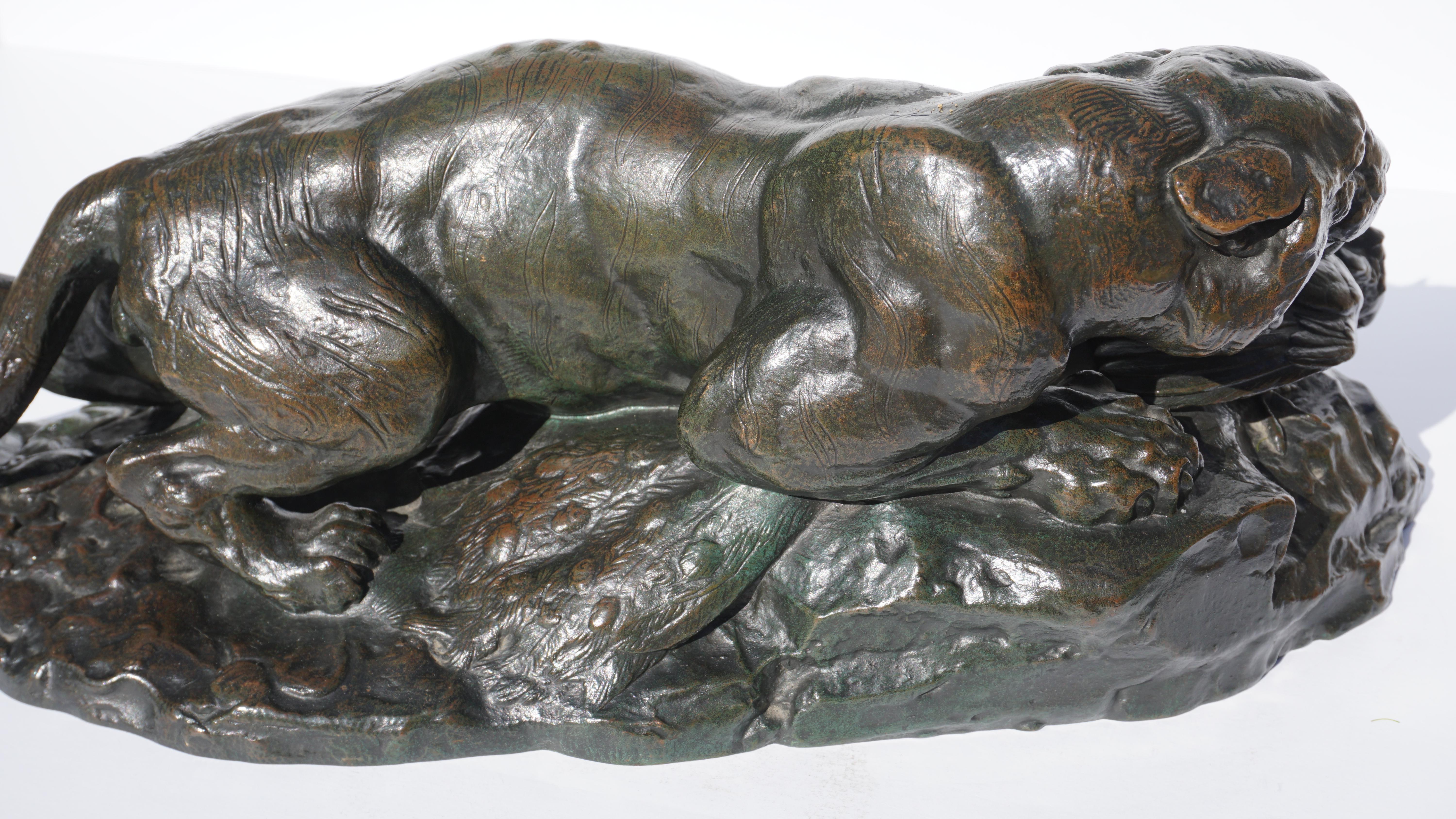 Antoine Louis Barye Bronze “Tiger Seizing A Peacock” 1