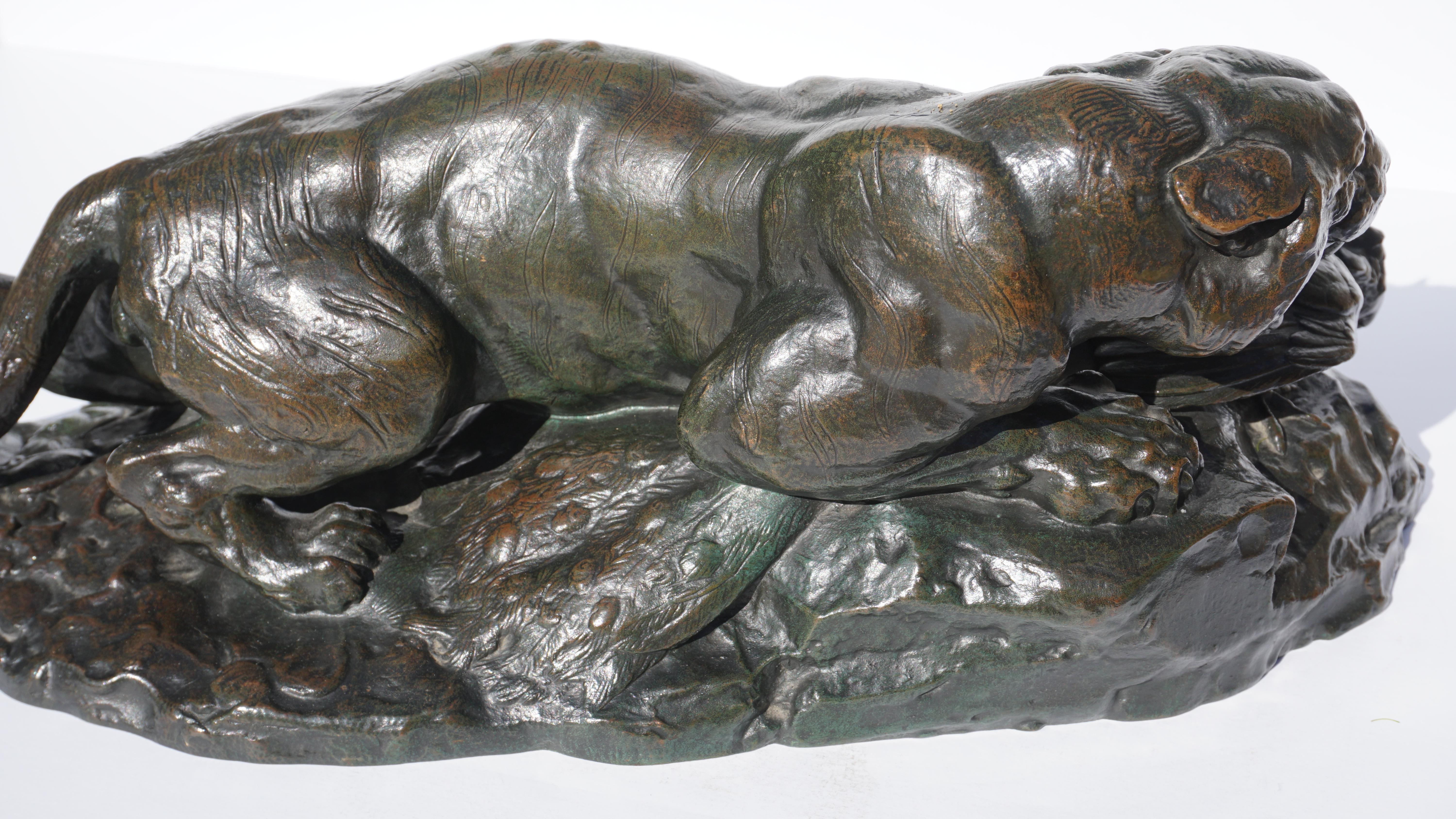 Antoine Louis Barye Bronze “Tiger Seizing A Peacock”  1