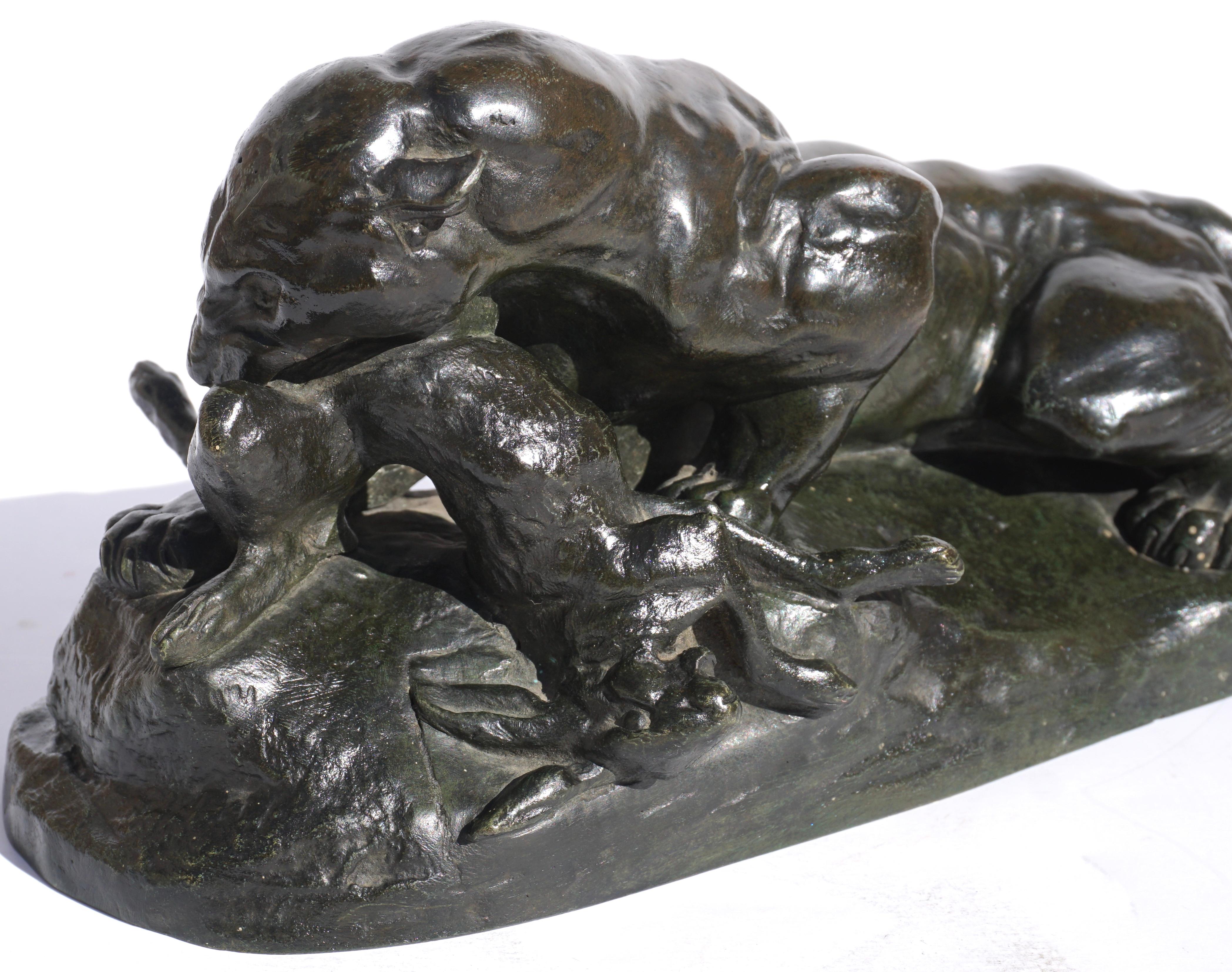 Beaux Arts Antoine Louis Barye Jaguar Devouring a Hare