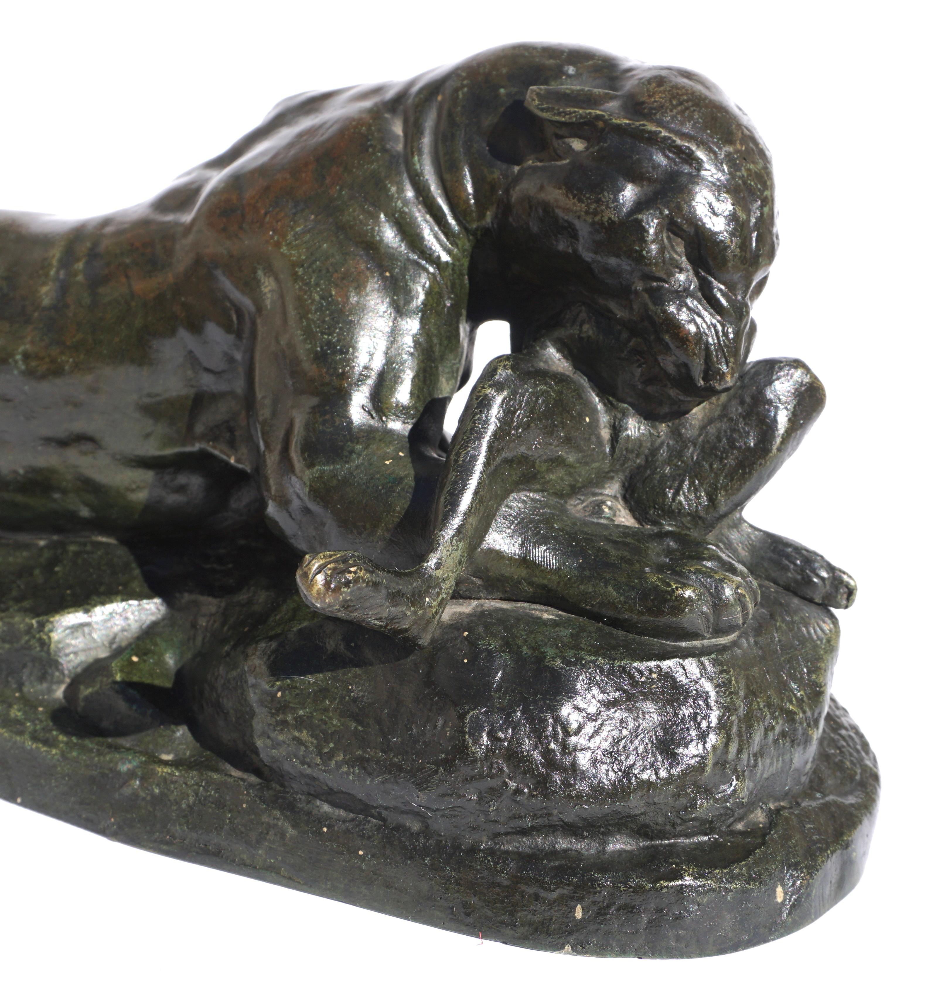 Antoine Louis Barye Jaguar Devouring a Hare In Good Condition In Dallas, TX