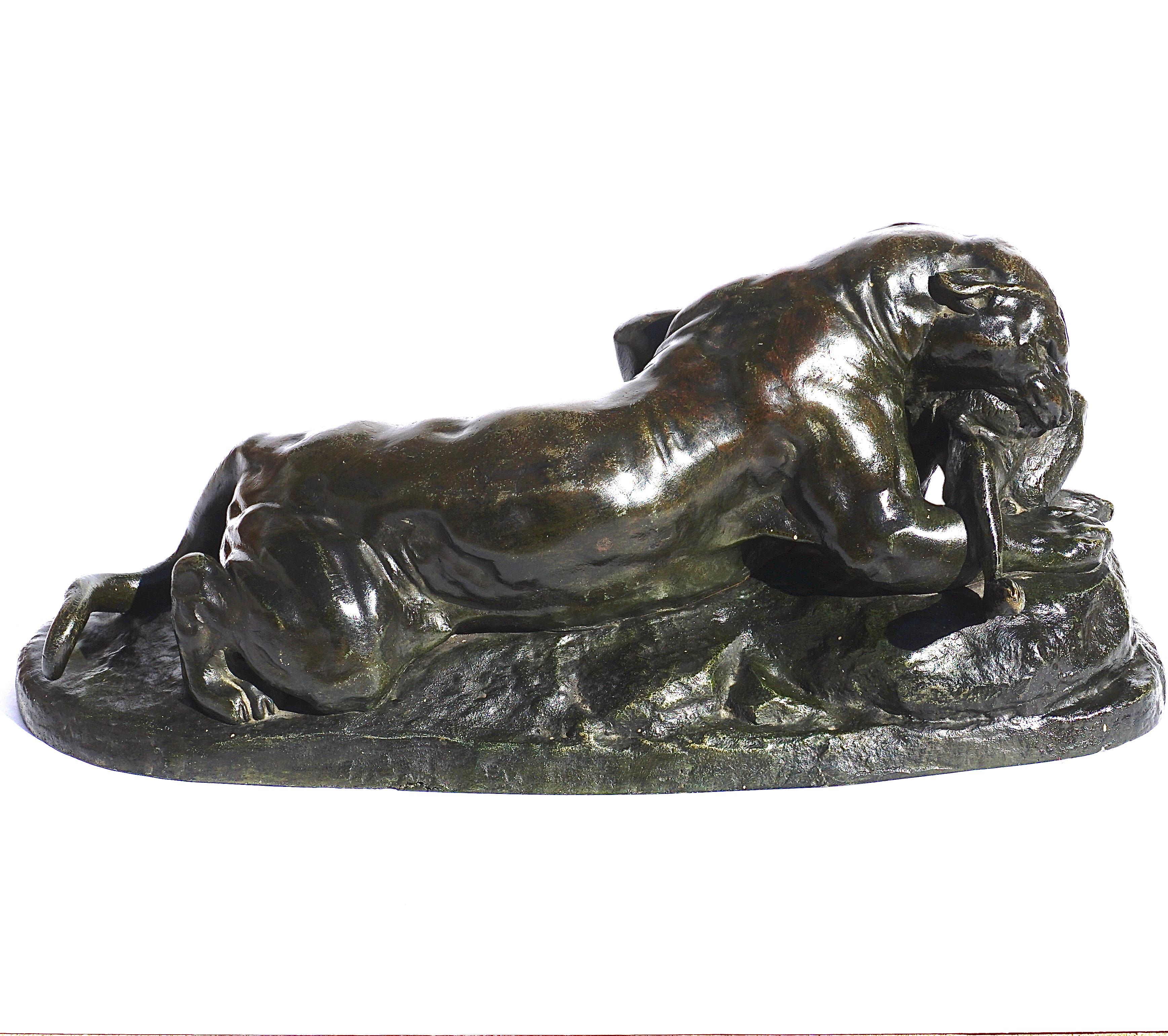 Milieu du XIXe siècle Antoine Louis Barye Jaguar dévorant un lièvre