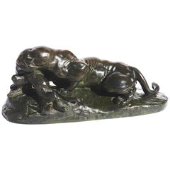 Antique Antoine Louis Barye Jaguar Devouring a Hare