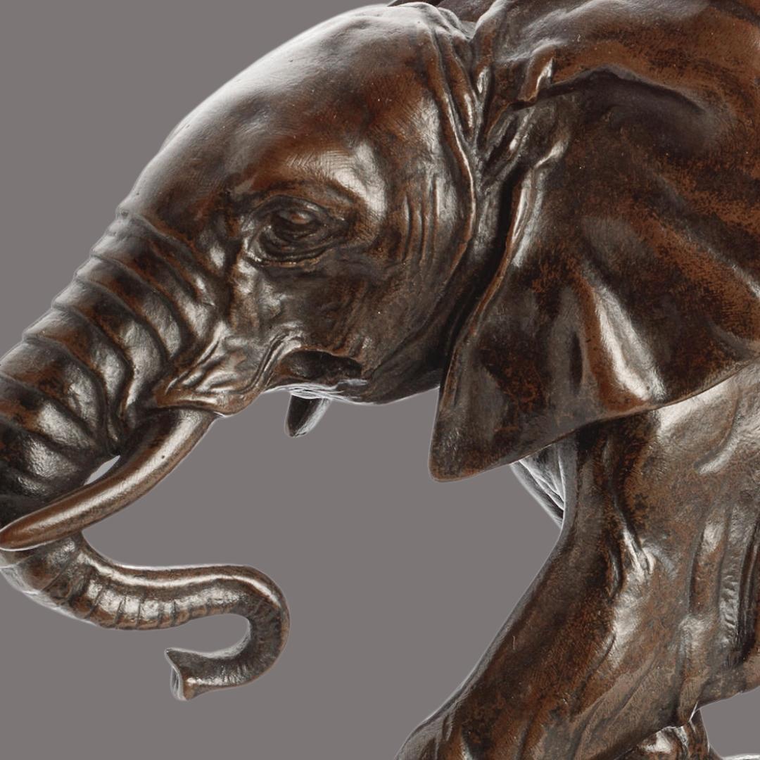 Antoine-Louis Barye (French, 1795-1875).
‘Éléphant du Sénégal’ (‘Senegalese Elephant’).
Patinated bronze.

Cast by Ferdinand Barbedienne, Paris, from the model by Antoine-Louis Barye (French, 1795-1875). 

Signed 'Barye' and with foundry