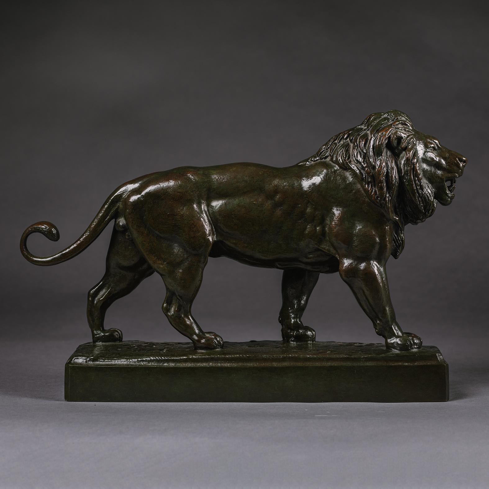 Antoine-Louis Barye (français, 1795-1875) 
Lion marchant

bronze avec patine brun foncé

signé 