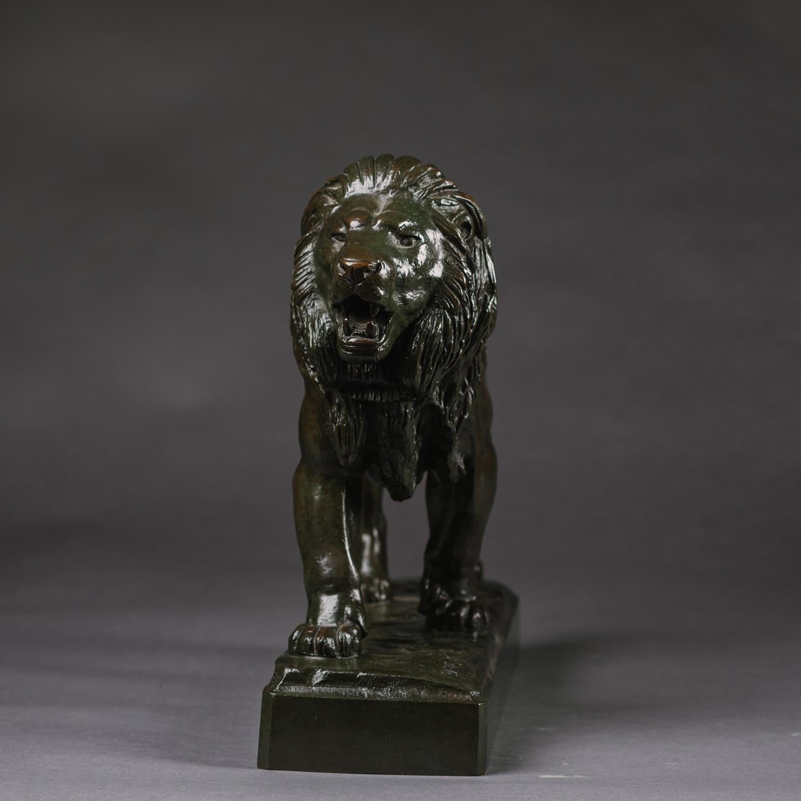 Patinated Antoine-Louis Barye (French, 1795-1875) 'Lion marchant' For Sale