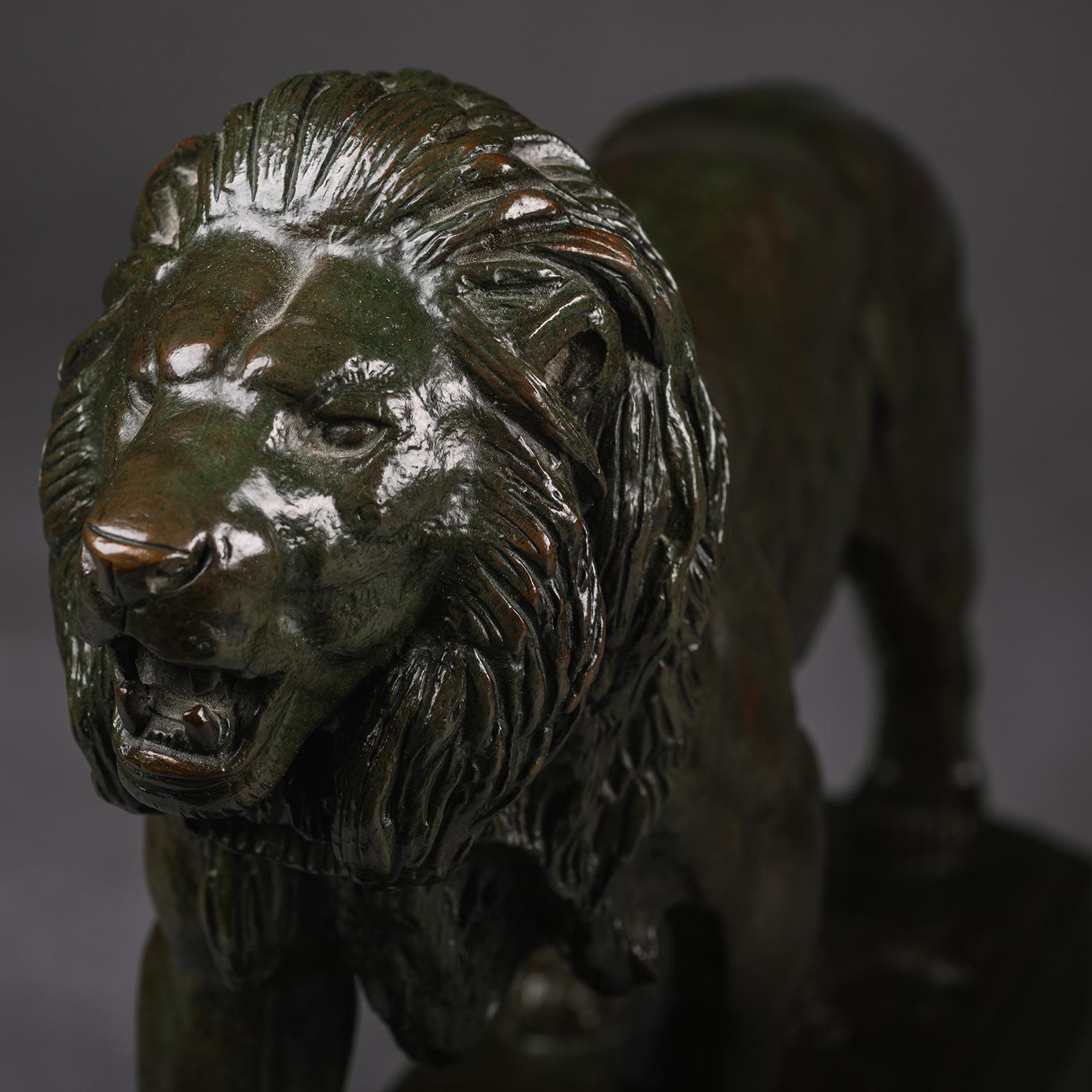 19th Century Antoine-Louis Barye (French, 1795-1875) 'Lion marchant' For Sale