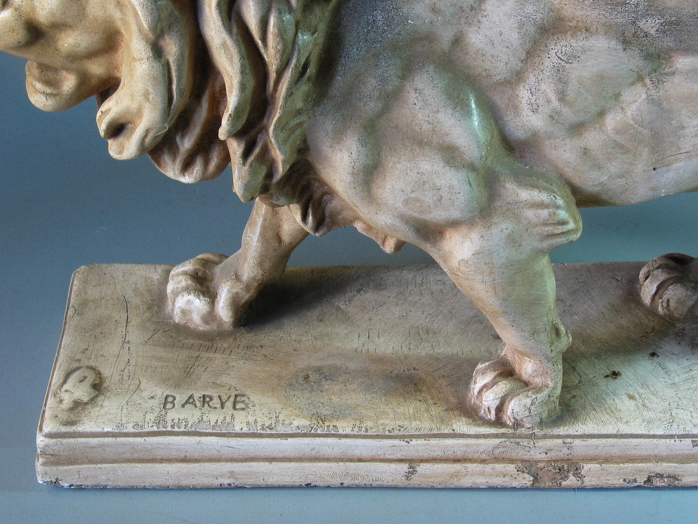 Hand-Carved Antoine-Louis Barye 'French' Lion Qui Marche 'Walking Lion', 19th Century
