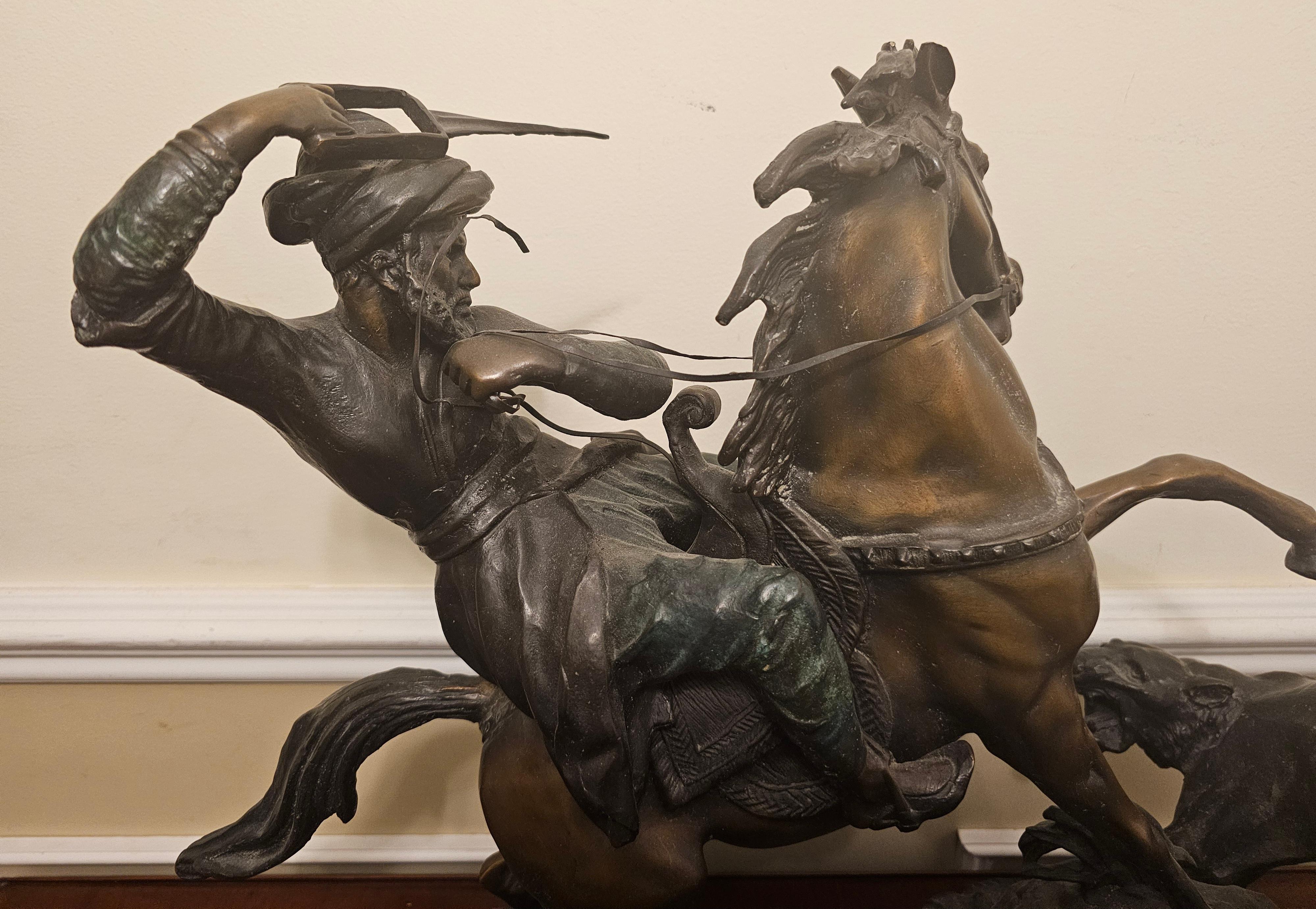 Antoine-Louis Barye (French 1796 - 1875), Cougar Attack, Recast Bronze on Marble In Good Condition For Sale In Germantown, MD