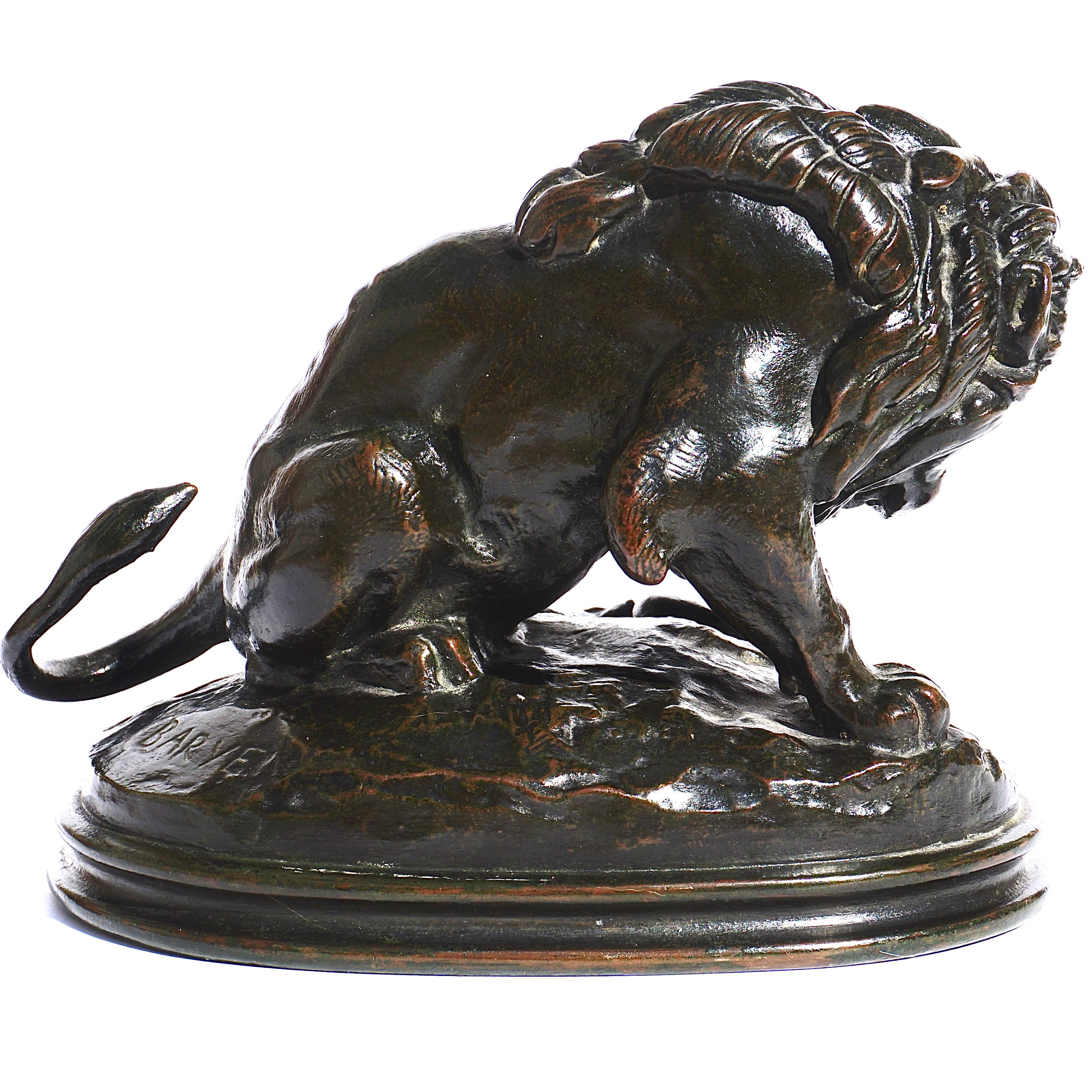 French Antoine Louis Barye Lion Au Serpent No. 3