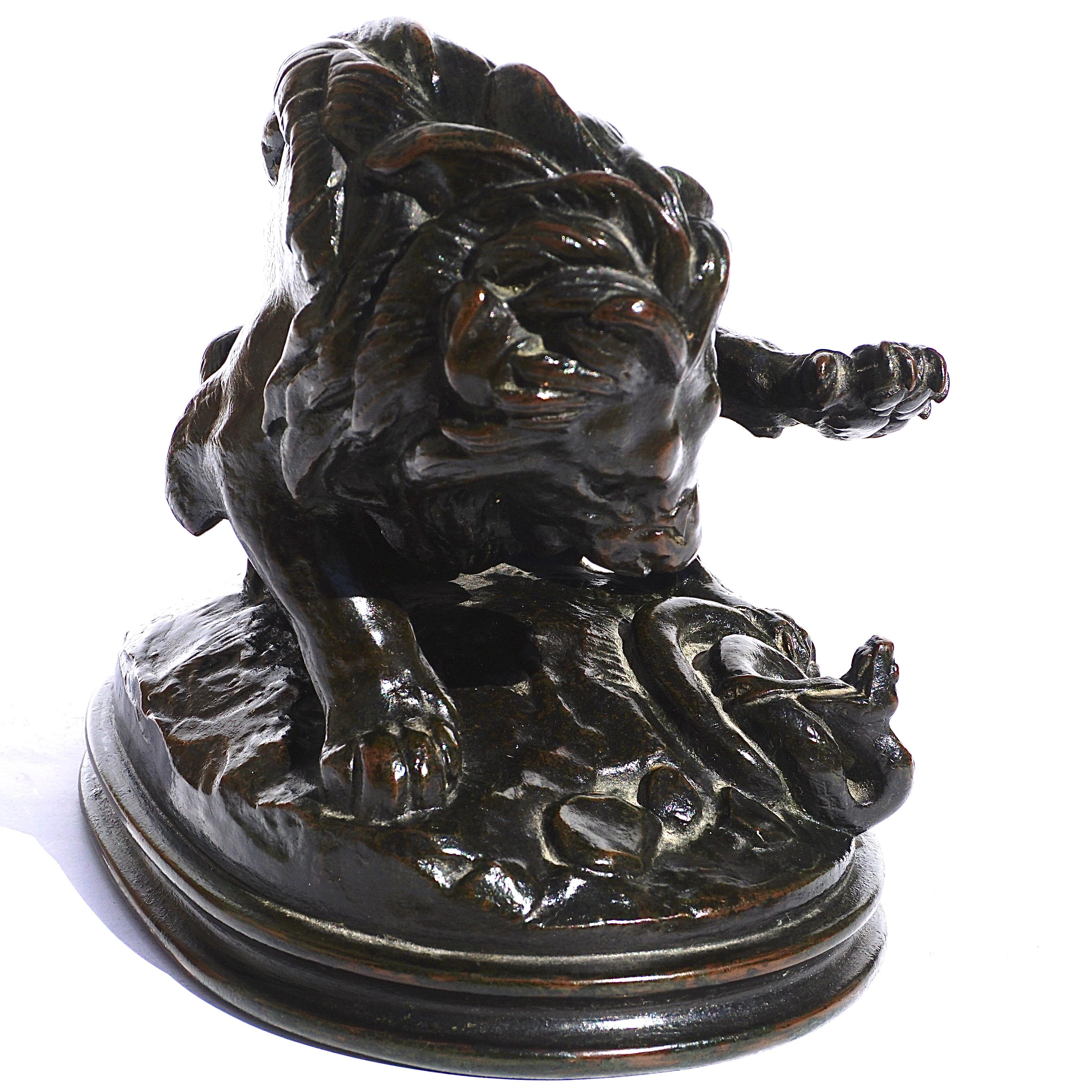 Cast Antoine Louis Barye Lion Au Serpent No. 3