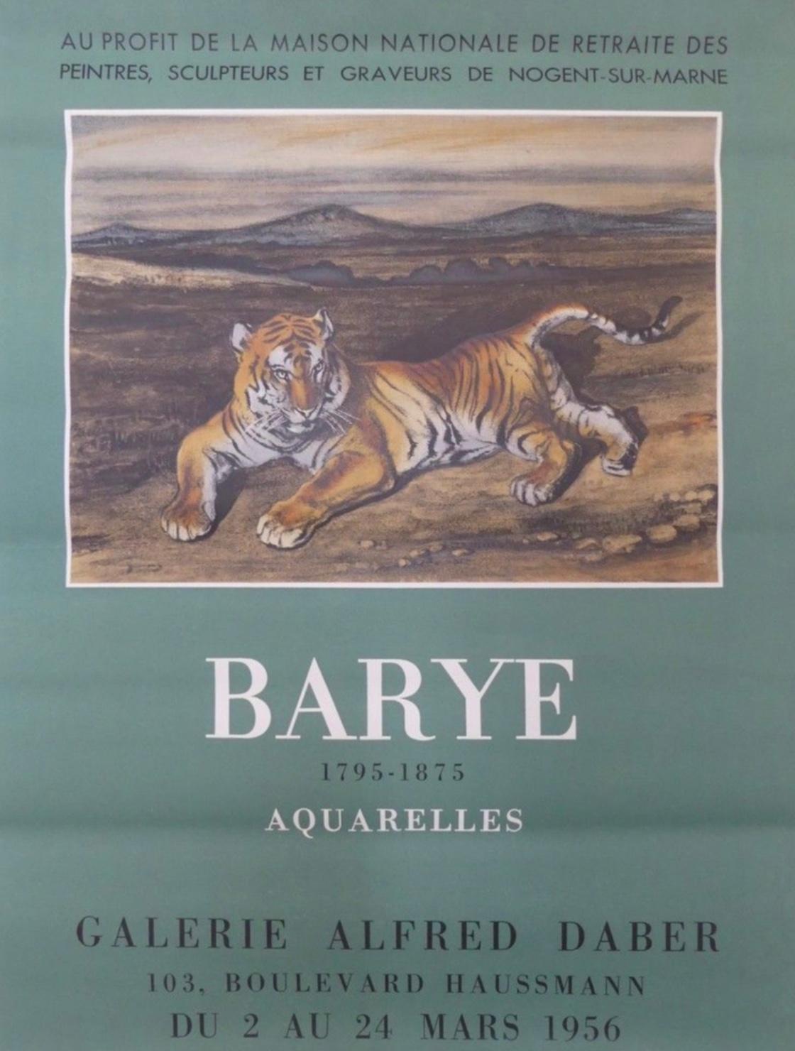 Antoine-Louis Barye Original Vintage French Poster, Galerie Alfred Daber, 1956