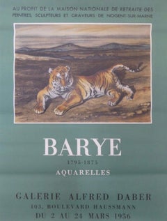 Antoine-Louis Barye Original Retro French Poster, Galerie Alfred Daber, 1956