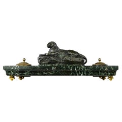 Antique Antoine Louis Barye, Panther of India on Inkwell, Ferdinand Barbedienne Edition