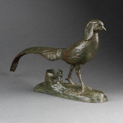 Antoine Louis BARYE : "Pheasant", Patinated bronze sculpture C.
