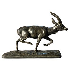 Antoine Louis Barye : (petite) gazelle, sculpture en bronze patiné, inédite