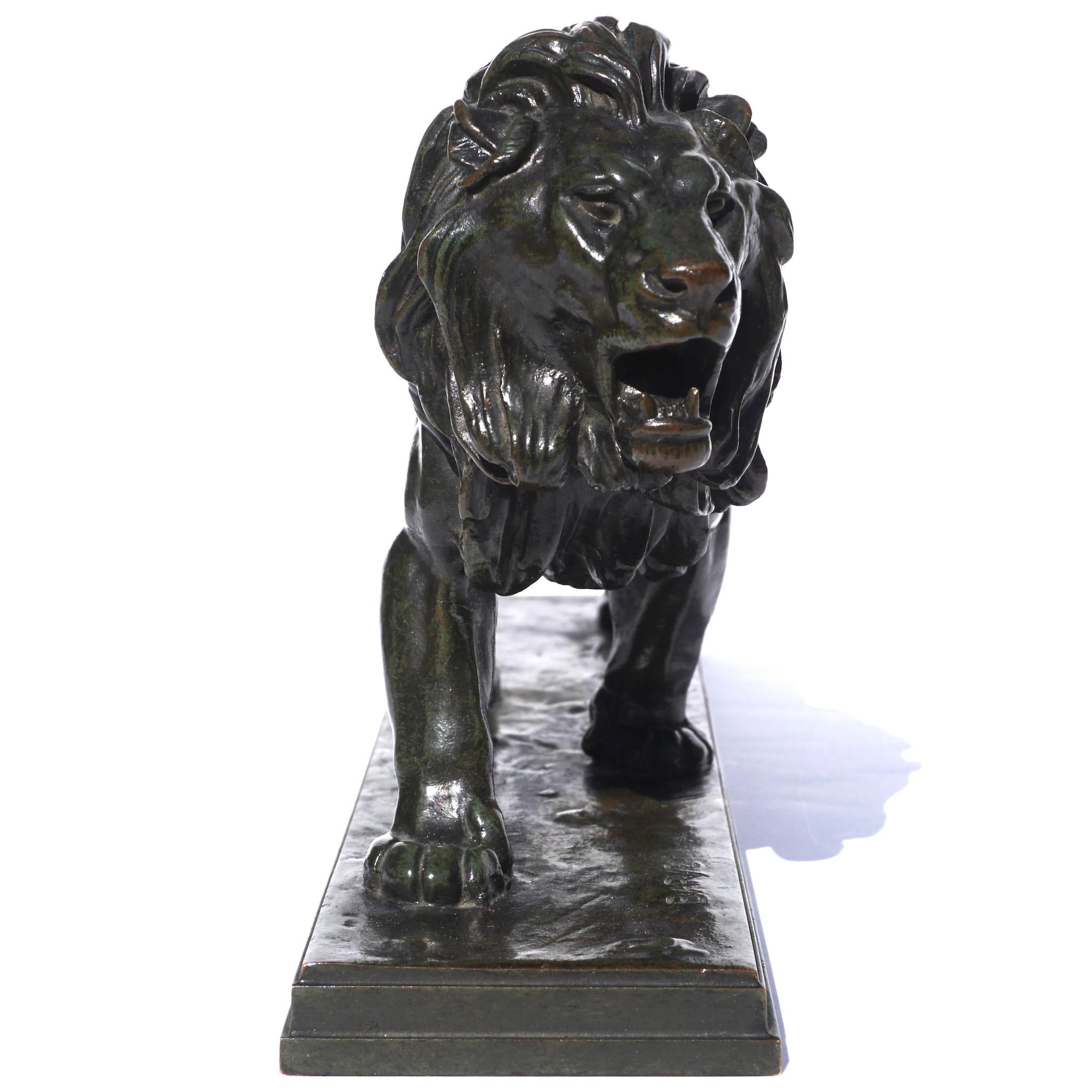 Bronze Antoine Louis Barye Striding Lion Qui Marche
