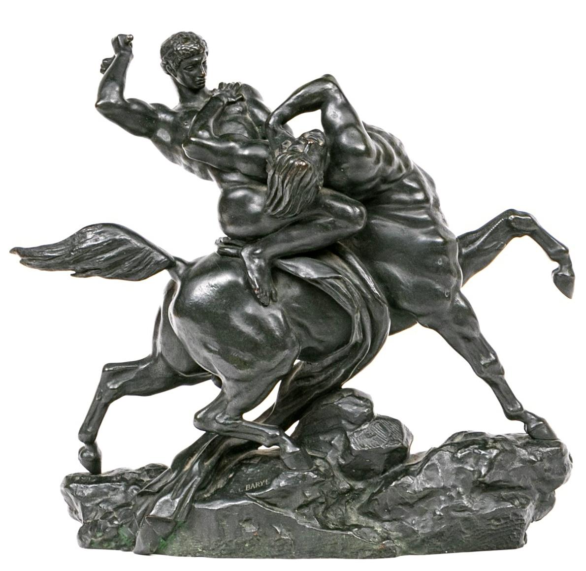 Beaux-Arts Antoine-Louis Barye Teseo che uccide il Centauro Bienor Bronzo in vendita