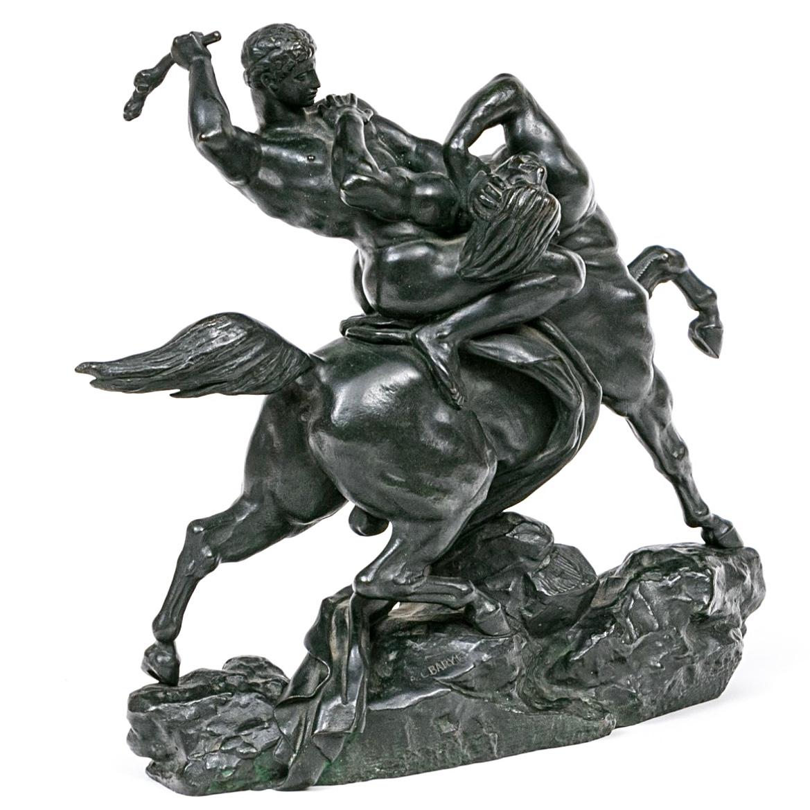Metà XIX secolo Antoine-Louis Barye Teseo che uccide il Centauro Bienor Bronzo in vendita