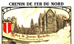 Original Beauvais Chemin De Fer Du Nord SNCF vintage travel poster