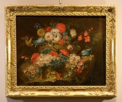 Coppia di nature morte con fiori, Monnoyer, olio su tela, XVII/XVIII secolo