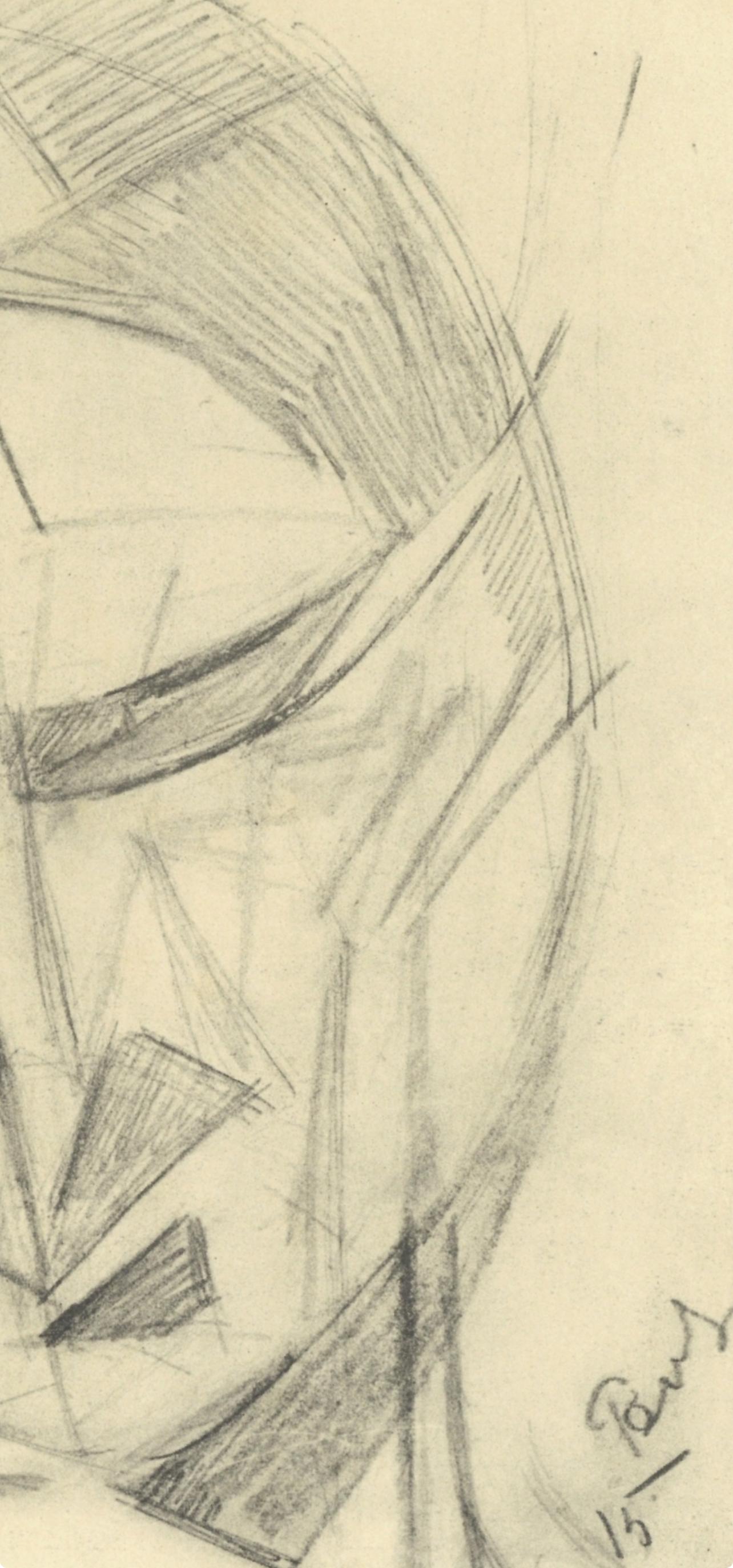 Composition, Société internationale d'art XXe siècle - Beige Figurative Print par Antoine Pevsner