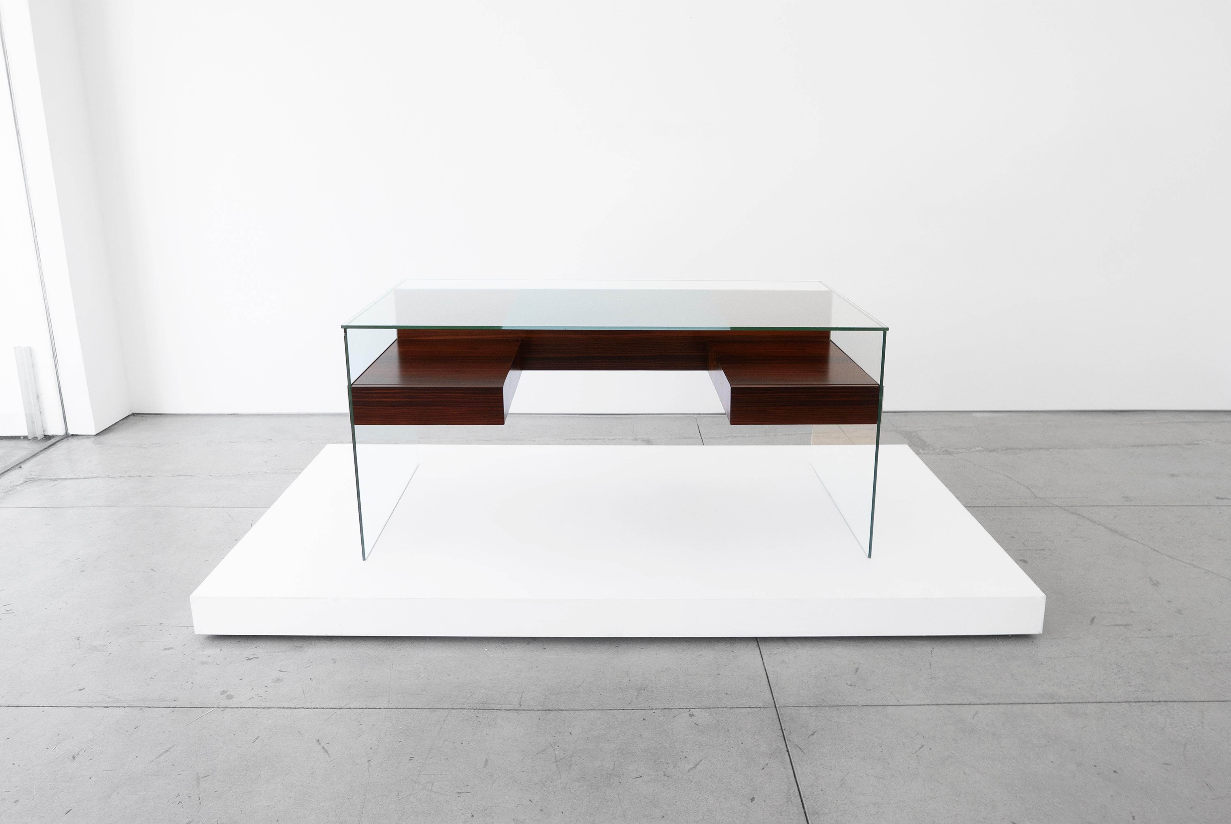 Mid-20th Century Antoine Philippon and Jacqueline Lecoq, 'Desk, ' Glass, Rosewood, Aluminum, 1960