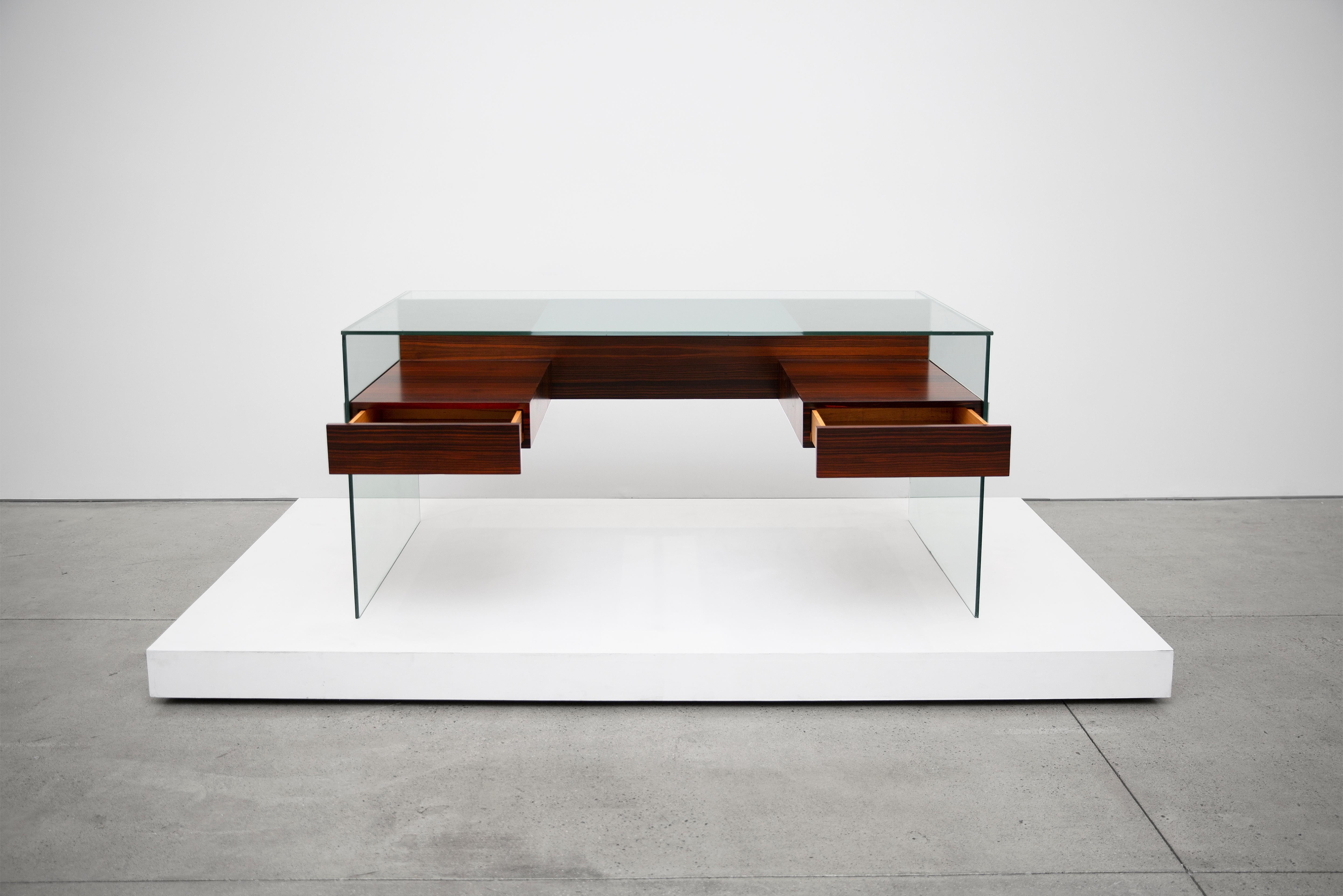 Antoine Philippon and Jacqueline Lecoq, 'Desk, ' Glass, Rosewood, Aluminum, 1960 1