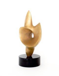 Sculpture en bronze lavé à l'or d'Antoine Poncet sur socle en marbre