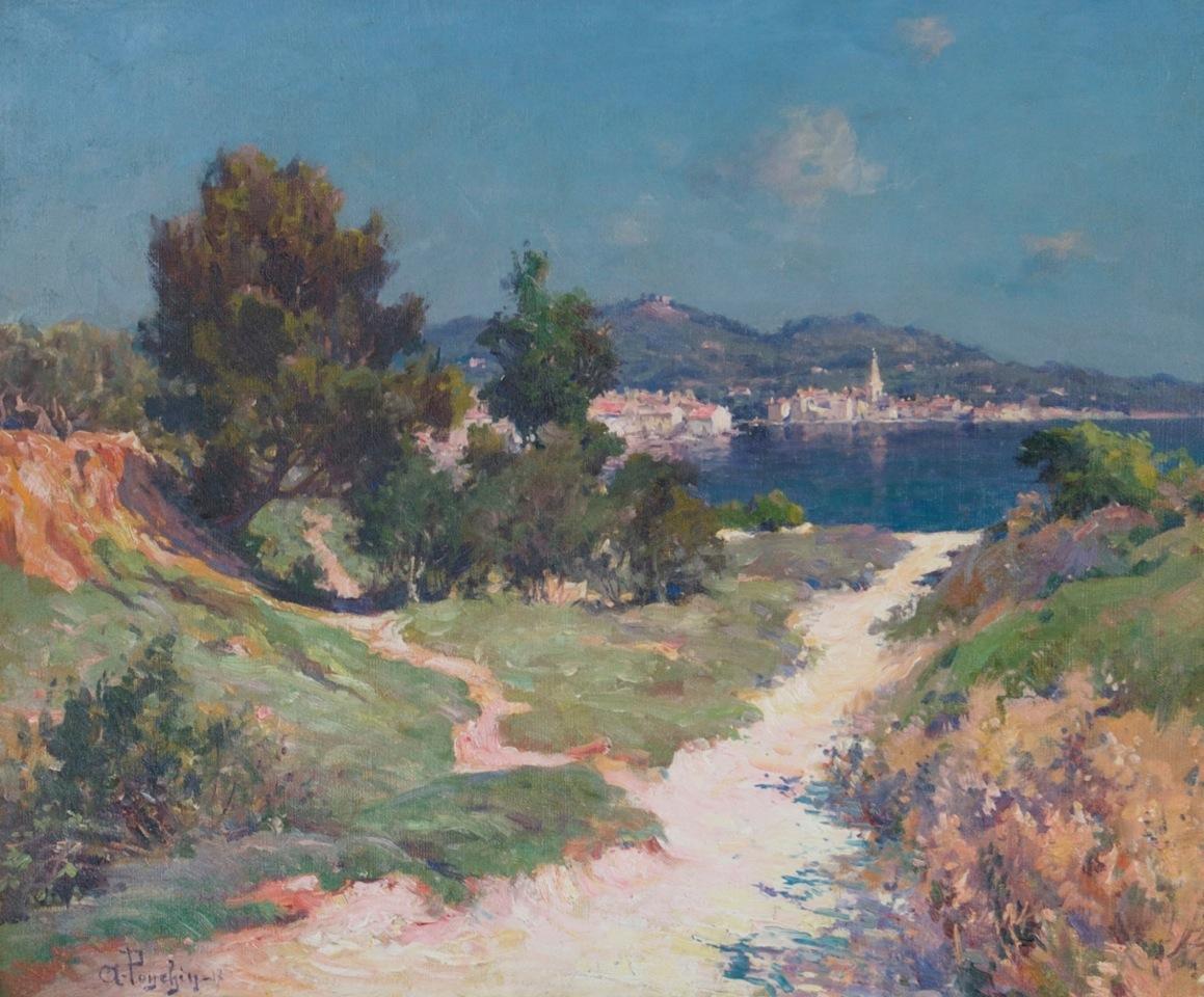 View of the town of Martigues, France - French Impressionist oil painting 1918 - Painting by Antoine Ponchin