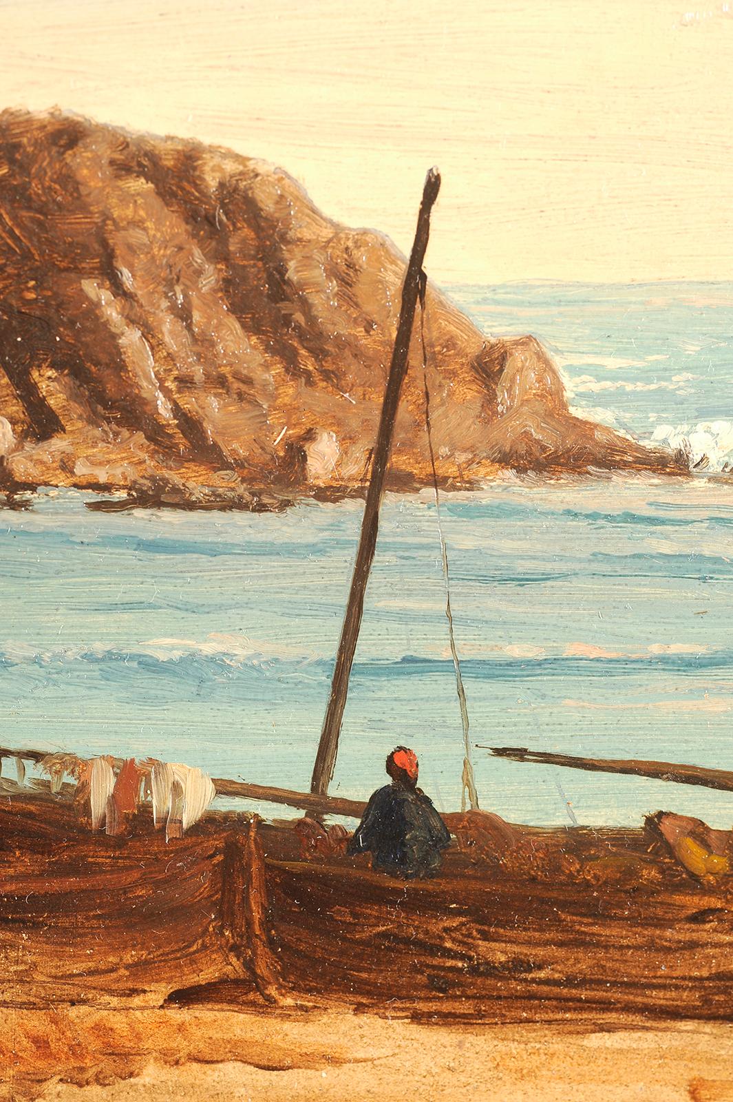 Antoine-Claude PONTHUS-CINIER
(Lyon, 1812 - Lyon, 1885)
The Port of Banyuls
Oil on paper mounted on cardboard
H. 36 cm; W. 52 cm
Unsigned

Provenance:
- B.R. Collection, Lyon

Ponthus-Cinier belongs to what could be defined as the third (and, so to