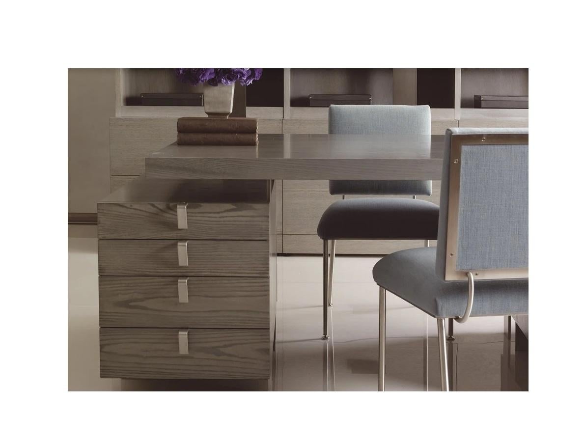 Antoine Proulx Executive Partners Desk,  handmade in USA for the interior design trade.  The pedestals of this desk have drawers on both left, right, front and back.  The Partners Desk drawers are accessible from both sides.  Each pedestal contains