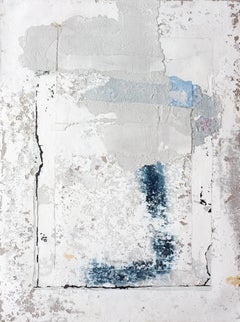 Gums II, Contemporary Abstract Mixed Media Minimalist Grey Blue Collage Canvas