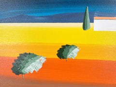 Le Cyprès Abstract Geometric Landscape with Cypress Tree - Acrylic 2004