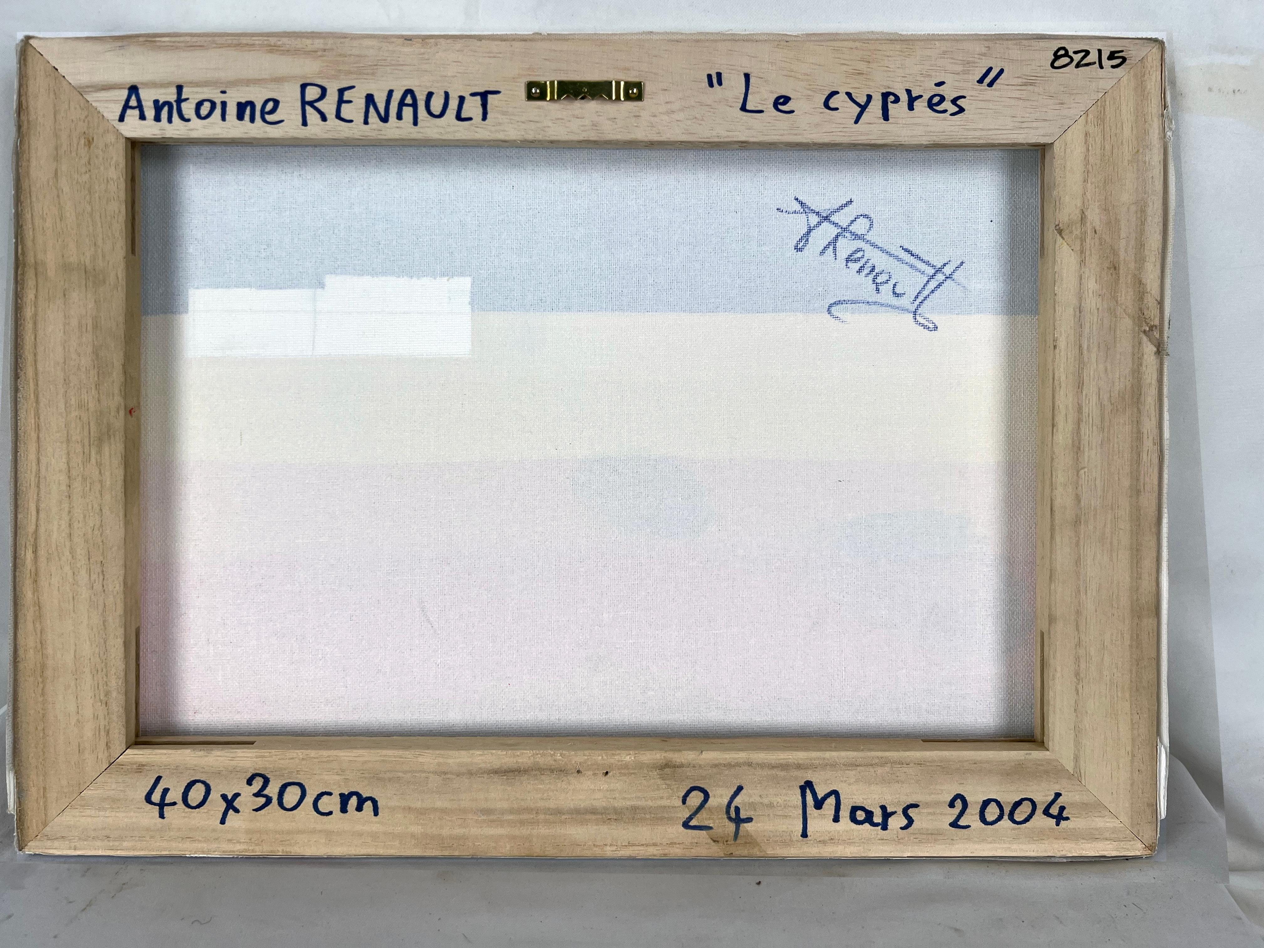 Leuchtend farbige harte Kanten und geometrische Landschaften von Antoine RENAULT (Französisch B-20th c). Er malt ernsthaft seit 1987  In der Schule begann er zunächst mit Temperamalerei, später mit Aquarellmalerei. Damals wurde er in den