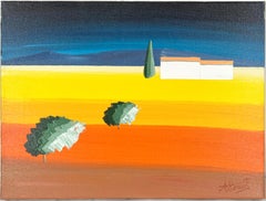 Le Cyprès Abstract Geometric Landscape with Cypress Tree - Acrylic 2004