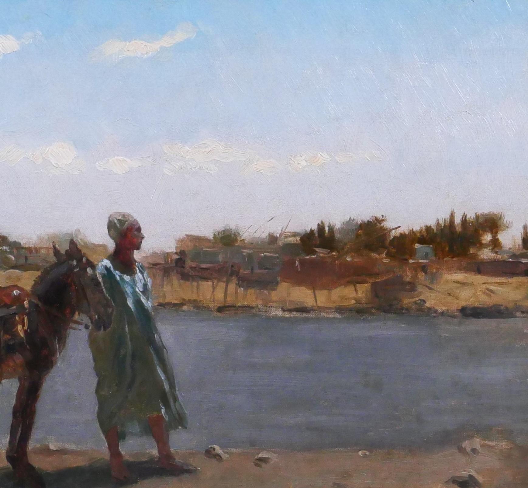 Orientalism, landscape with man and donkey For Sale 3