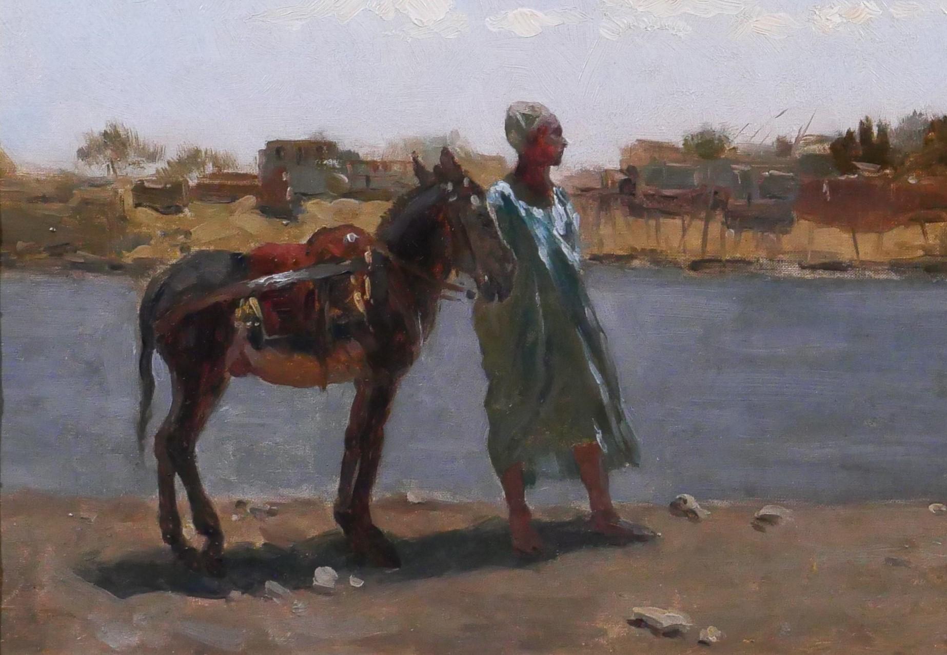 Orientalism, landscape with man and donkey For Sale 5