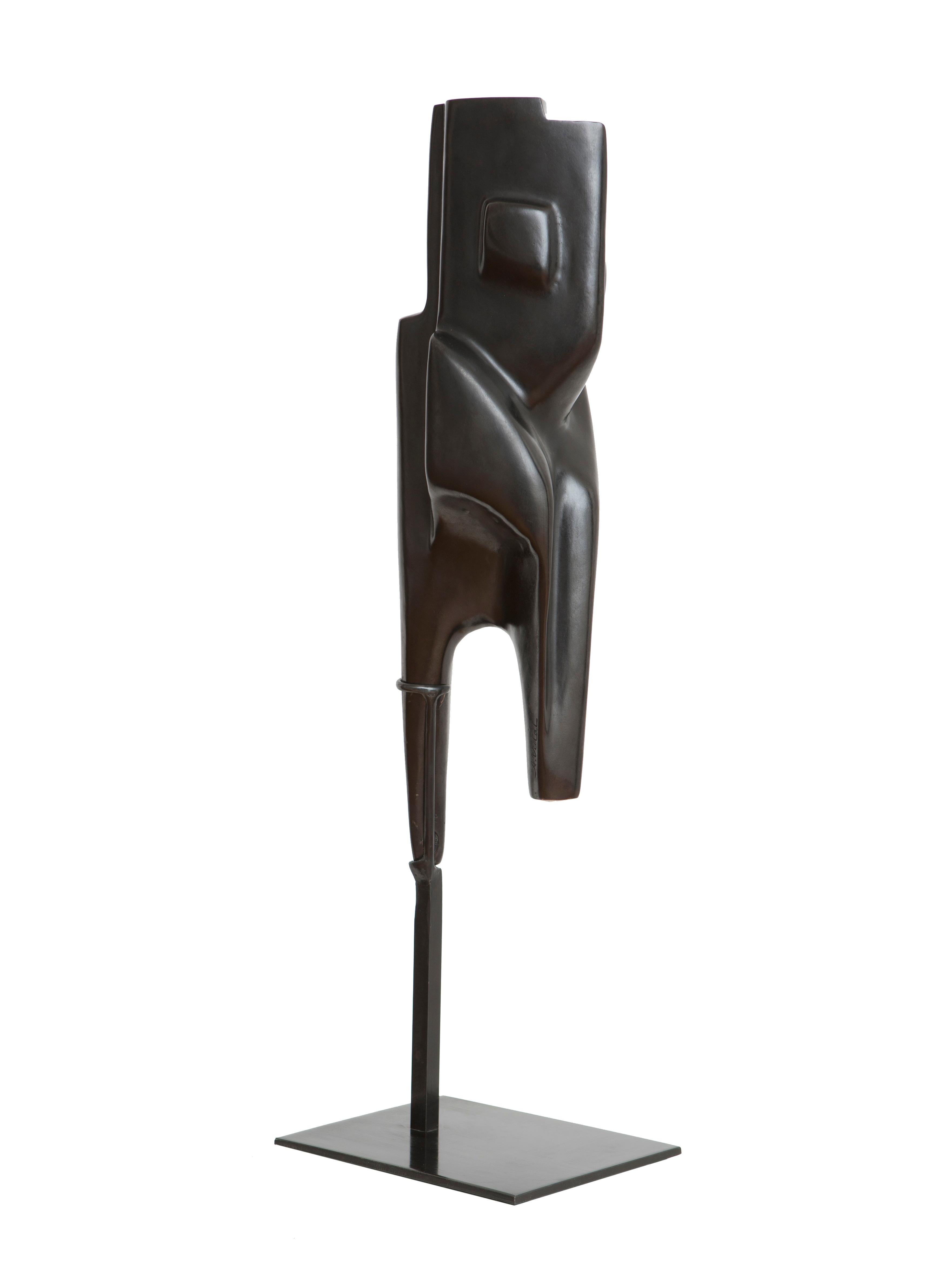 Demora by Antoine Vidal - vertical bronze sculpture, dark patina